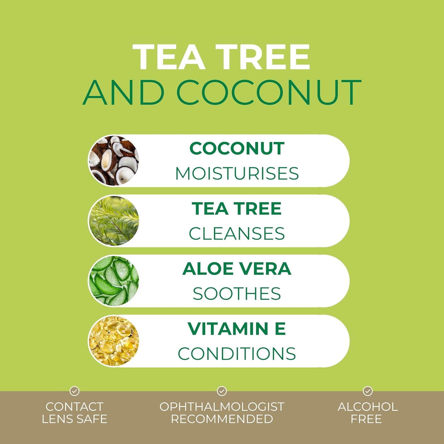 Detalle 2 de NOVEHA 60-Count Tea Tree & Coconut Oil Eyelid & Lash Wipes for Demodex, Blepharitis & Itchy Eyes