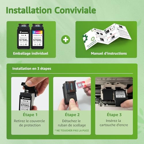Detalle 1 de GREENSKY PG-575XL CL-576XL, cartouches d’encre compatibles noir et couleur