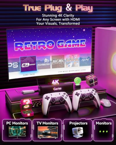 Thumbnail 2 de XYELLOWICON Console Rétro Stick TV 4K HDMI – 64 Go, 20 000+ jeux