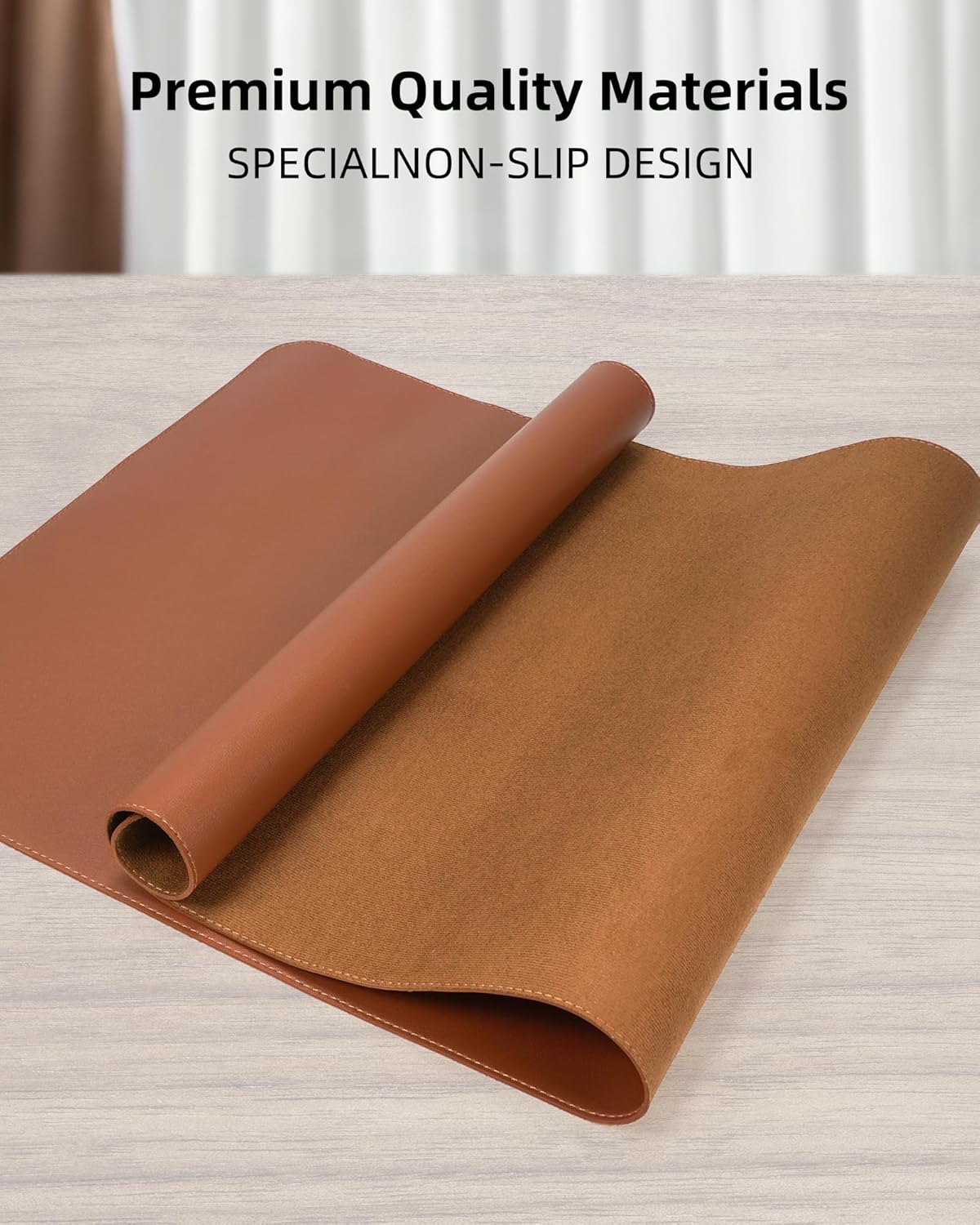 Detalle de Leather Desk Mat Protector 120 x 60 cm – Large PU Leather Desk Pad, Waterproof & Non-Slip