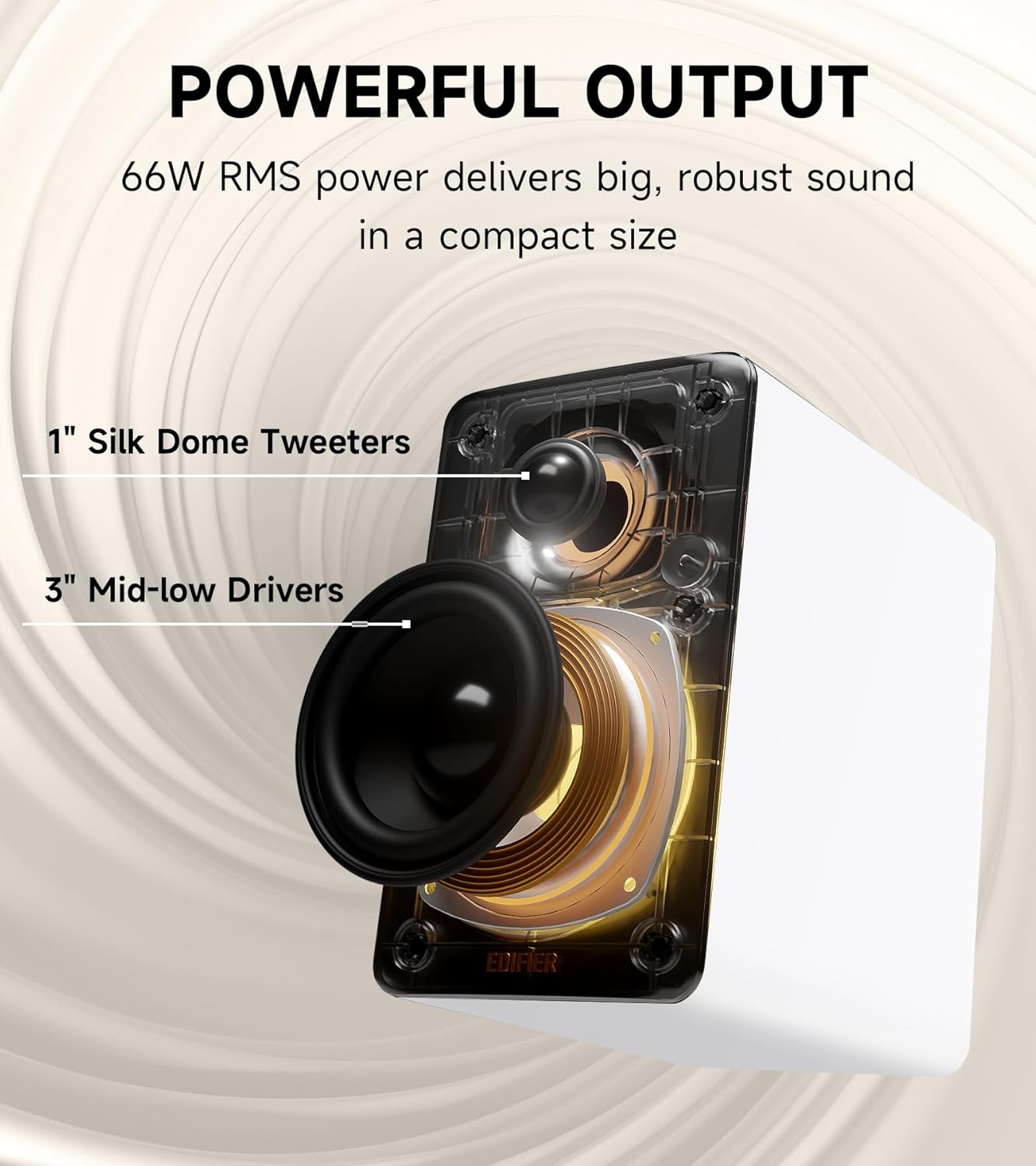 Thumbnail 2 de Edifier M60 Compact Desktop Speakers 2.0 with Bluetooth 5.3 and LDAC (White)