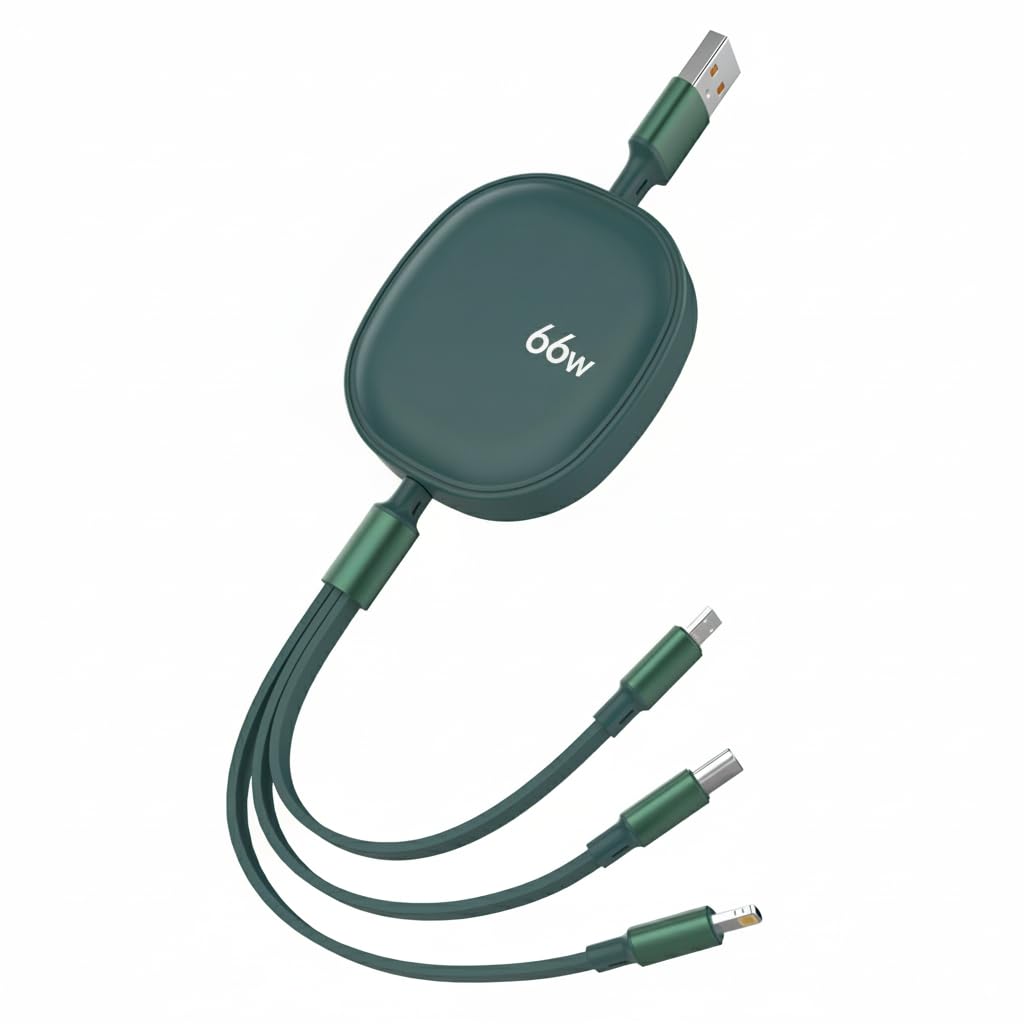 Detalle de Multi Charger Cable 66W 3‑in‑1 retractable 1.2m