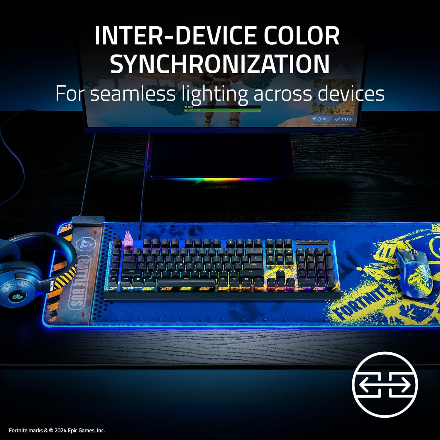 Thumbnail 6 de Razer Goliathus Extended Chroma - Fortnite Edition XXL: a large, illuminated cloth mouse mat for precise, fast play