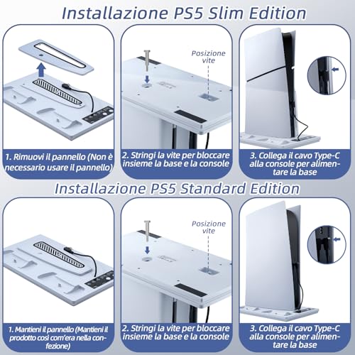 Thumbnail 8 de Wigearss Supporto Verticale Raffreddamento PS5/PS5 Slim/PS5 Pro con Doppio Caricatore Controller
