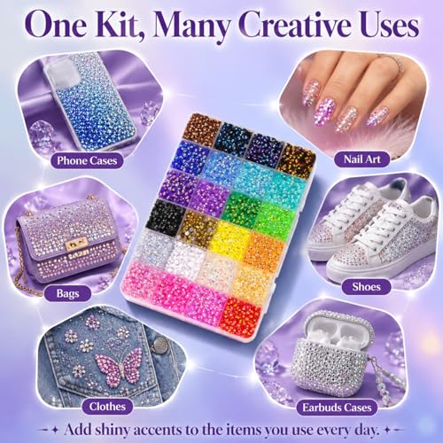 Thumbnail 3 de SwanQueen 24 Colours Bedazzling Kit with Glues, Rhinestone Set for Crafts & Nails