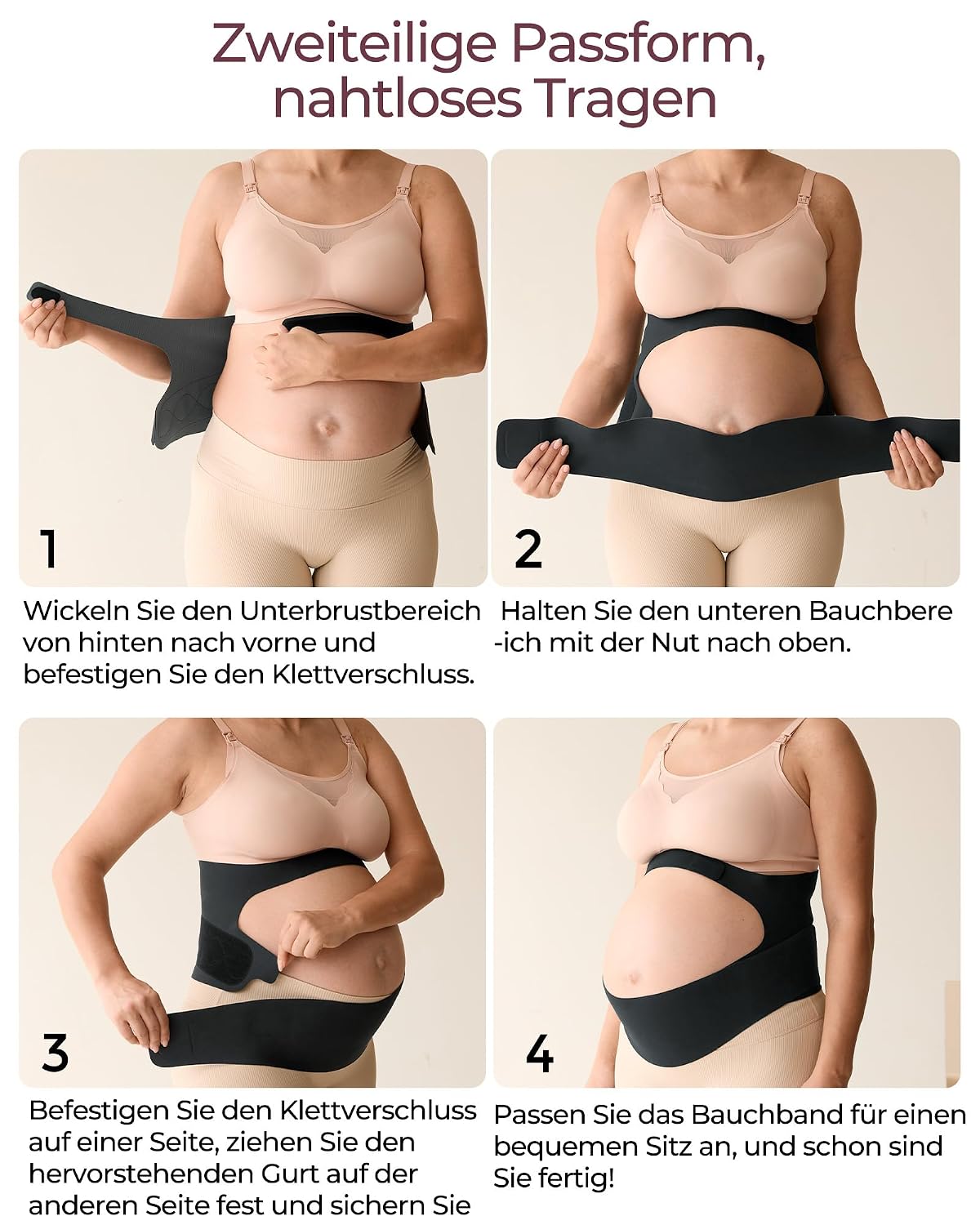 Detalle de Momcozy CozySupport Umstands-Bauchband für Schwangerschaft – unsichtbar, atmungsaktiv & mit Rückenstütze