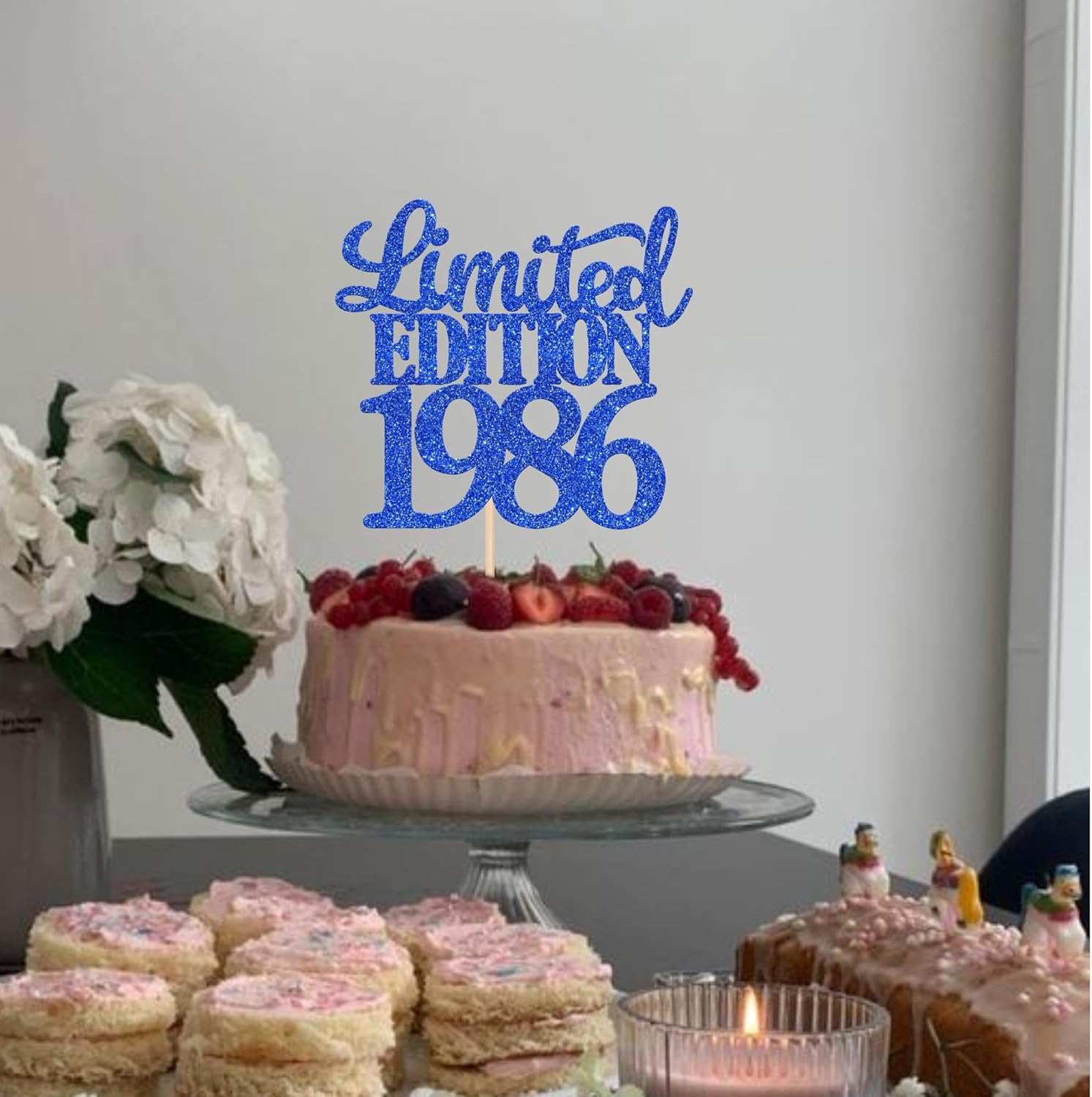 Thumbnail 4 de Limited Edition 1986 Cake Topper Glitzer – 40. Geburtstag, Blau, 23,5 cm