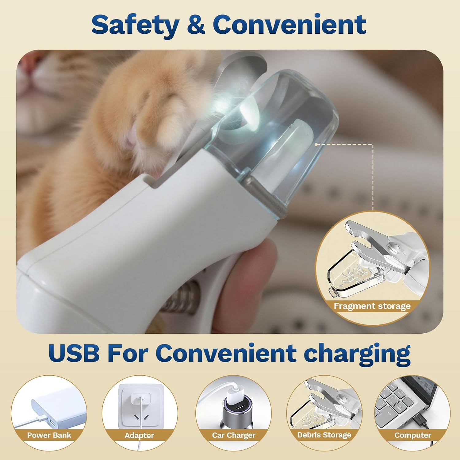 Detalle de 2-in-1 Dog Nail Clippers and Grinder with LED Light