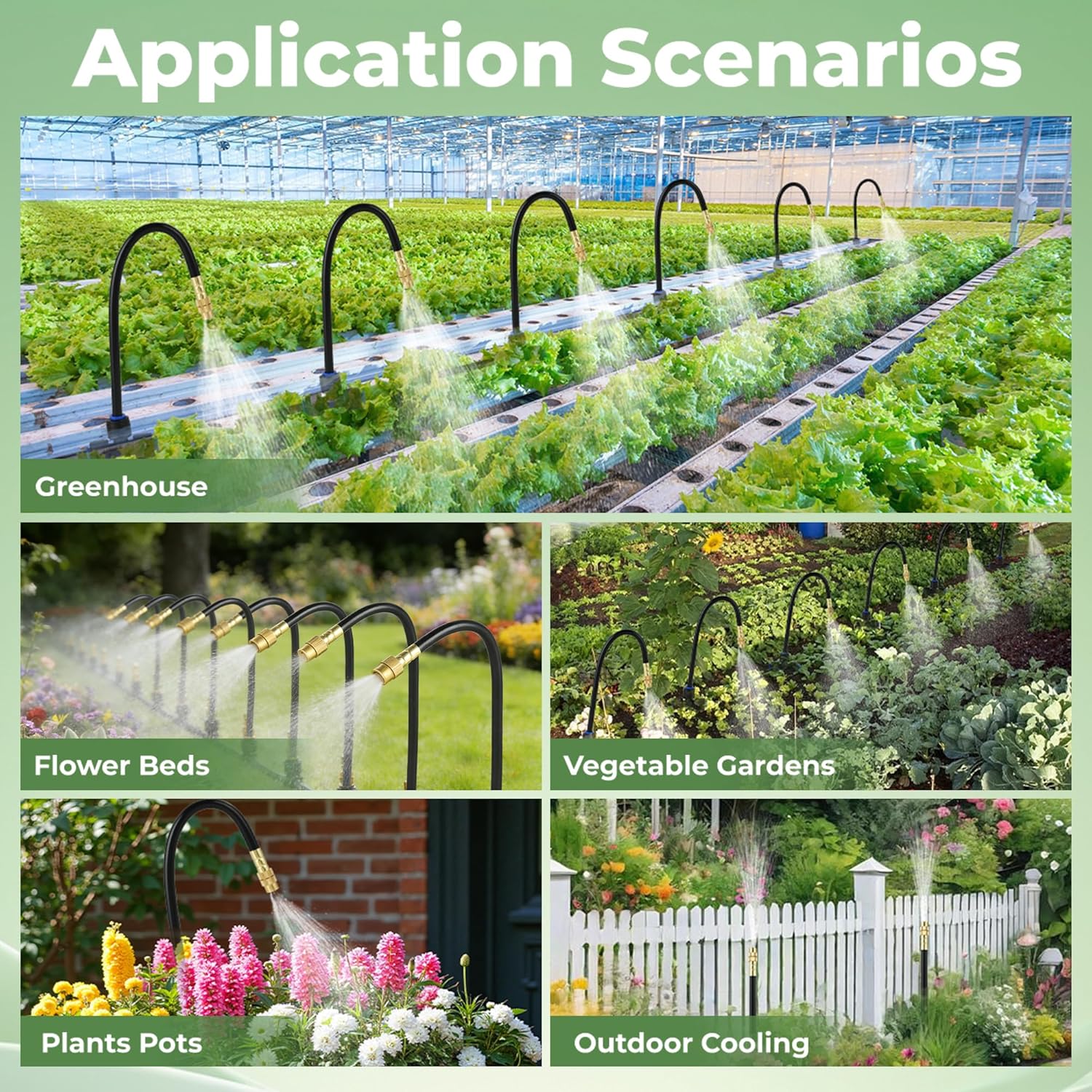 Thumbnail 5 de Drip Irrigation System for Garden Watering: 130FT 20 Misting Nozzles – Automatic Kit with 1/4" PE Tubing