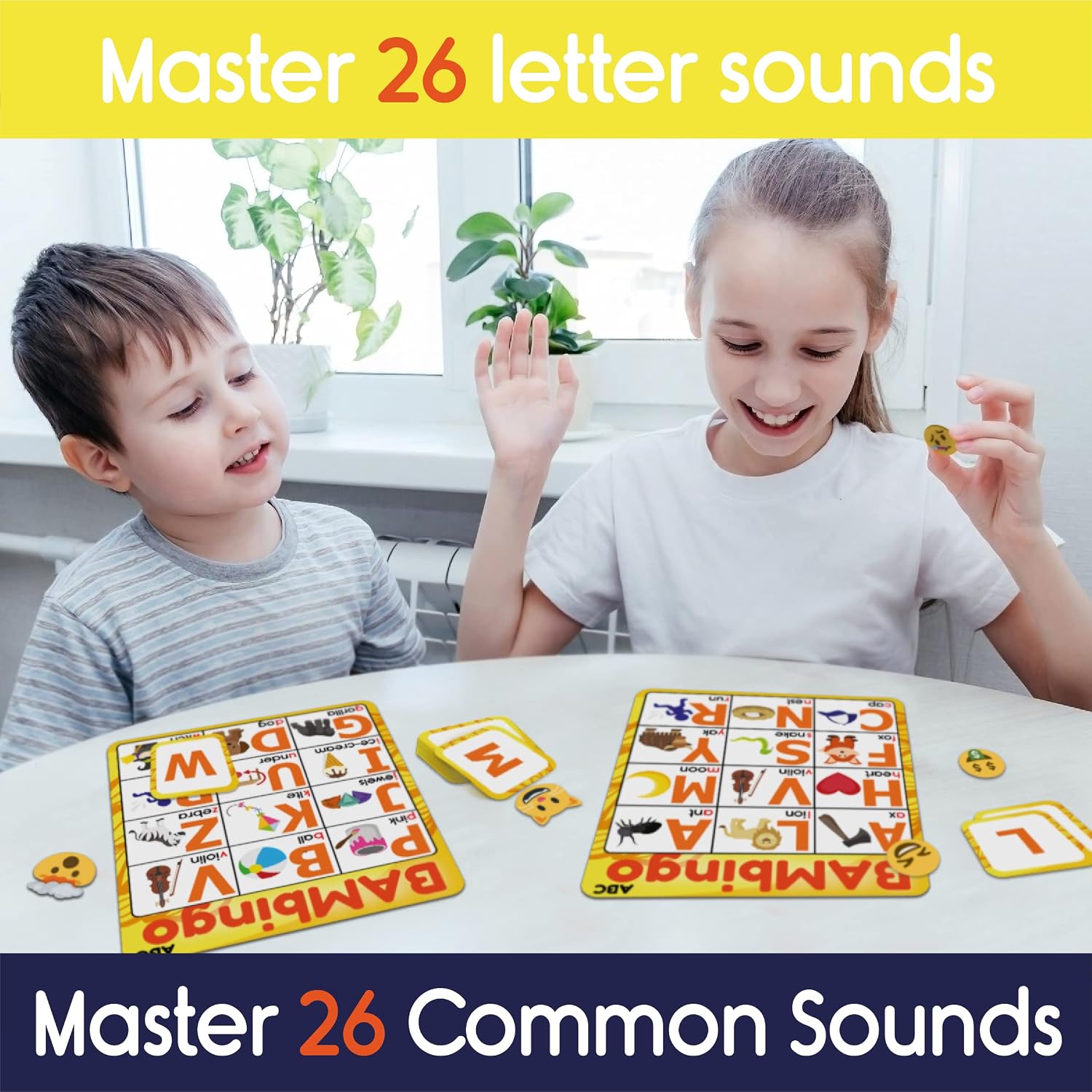 Detalle de BAMBingo Alphabet and Phonics Bingo Game with 26 Letter and 26 Phonics Cards