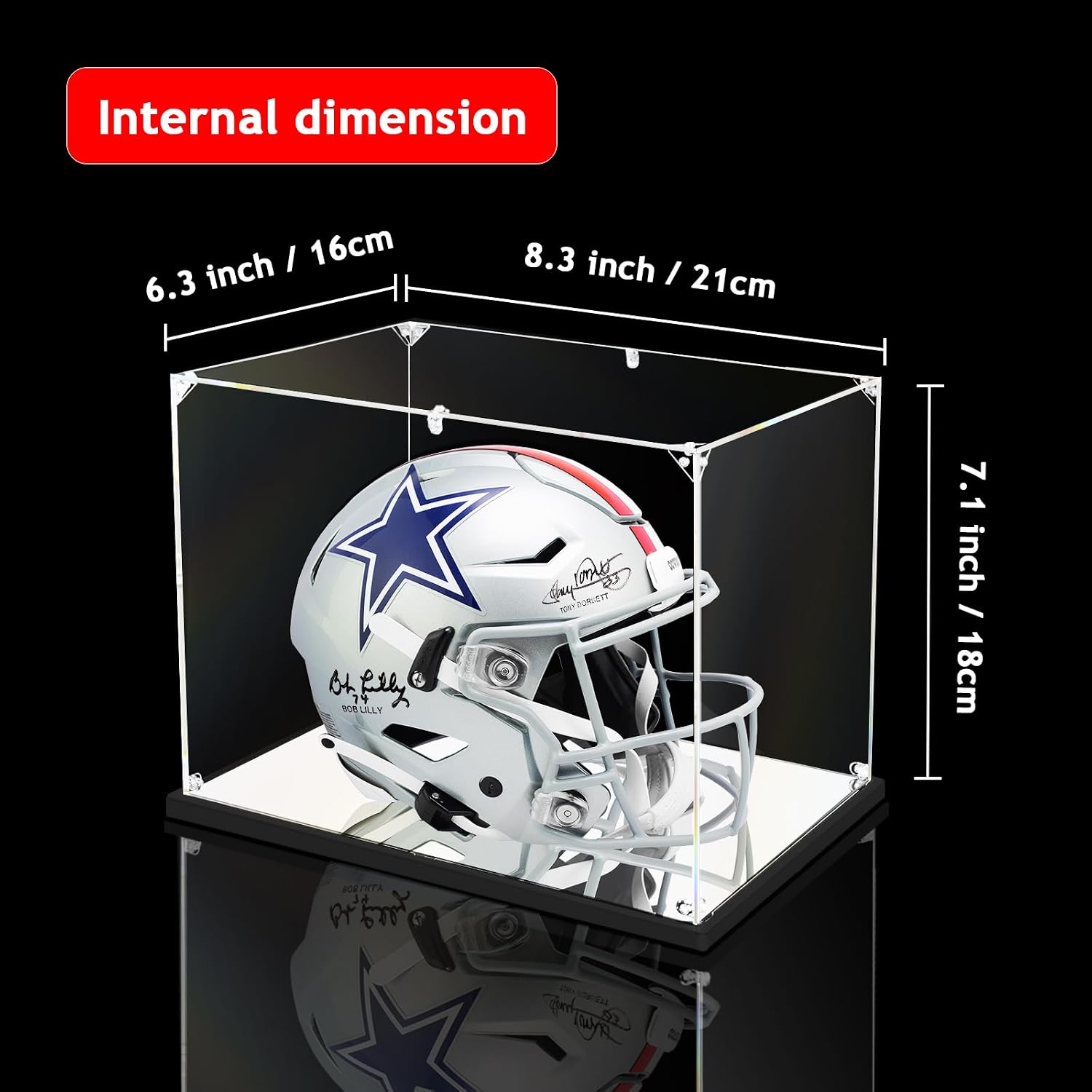 Thumbnail 5 de KOLIPI Mini Football Helmet Display Case Mirror Base