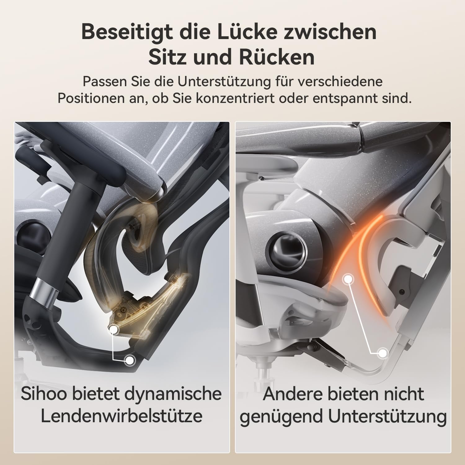 Detalle 2 de SIHOO Doro C300 ergonomischer Bürostuhl 150 kg