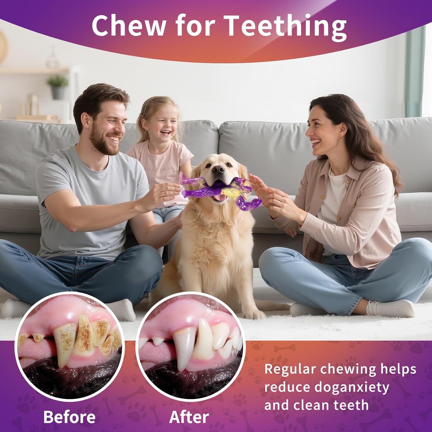 Detalle de Herspany Indestructible Dog Chew Toy 2Pcs – Beef-Flavoured Nylon for Aggressive Chewers (Small, Medium, Large Dogs)
