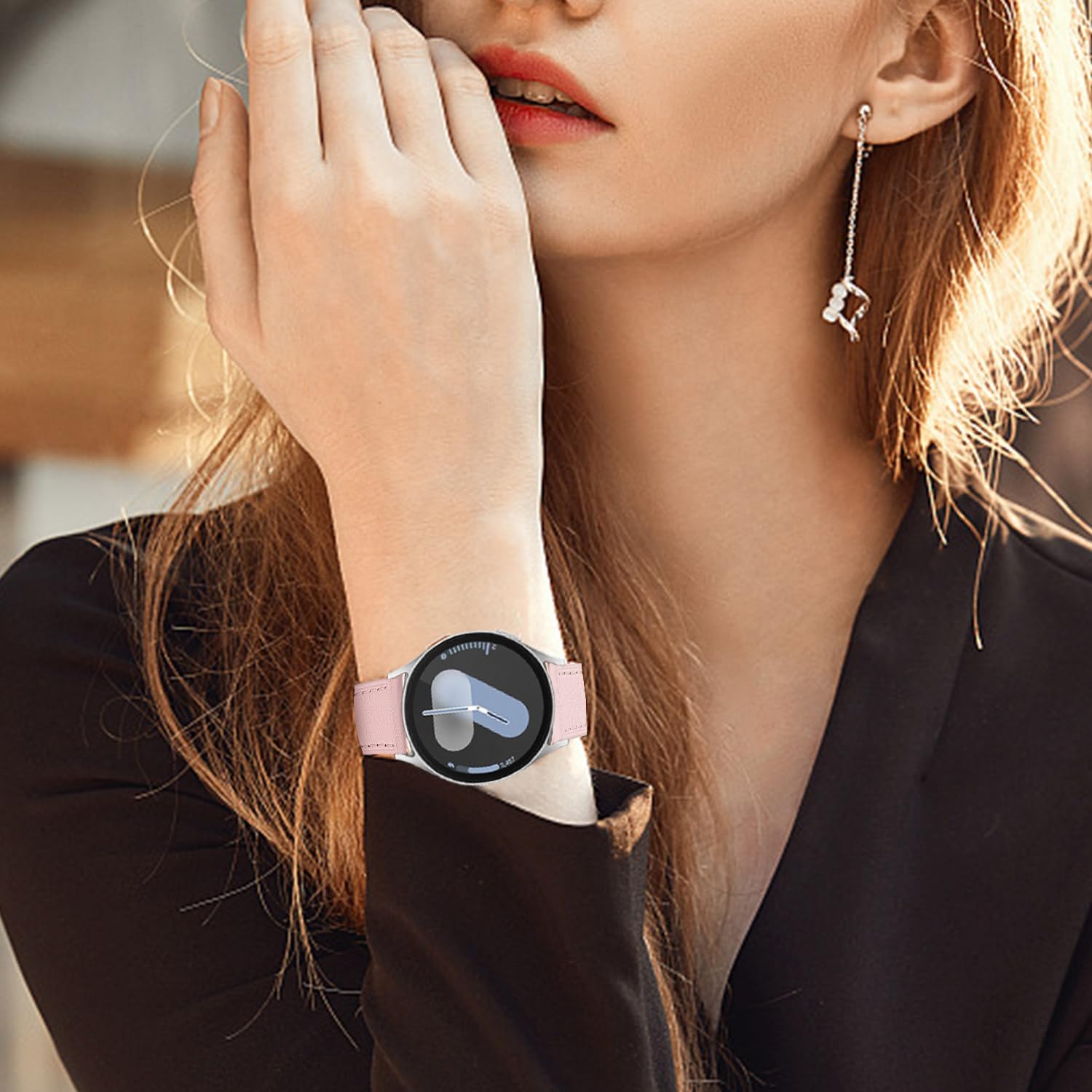 Detalle 2 de Bracelet cuir 20 mm NEMUALL avec fermoir or rosé pour Huawei Watch GT 3/GT 2, Honor Magic Watch 2 & Galaxy Watch (bracelet de remplacement)