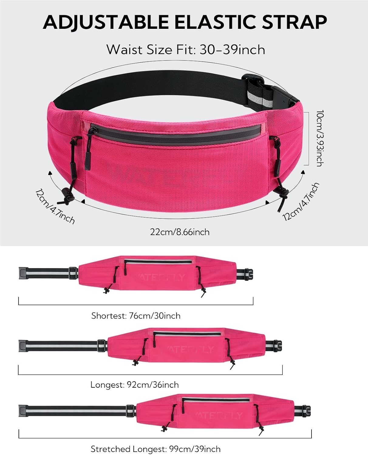 Thumbnail 3 de Waterfly Running Belt Bum Bag: Breathable Slim Waist Pack for Runners