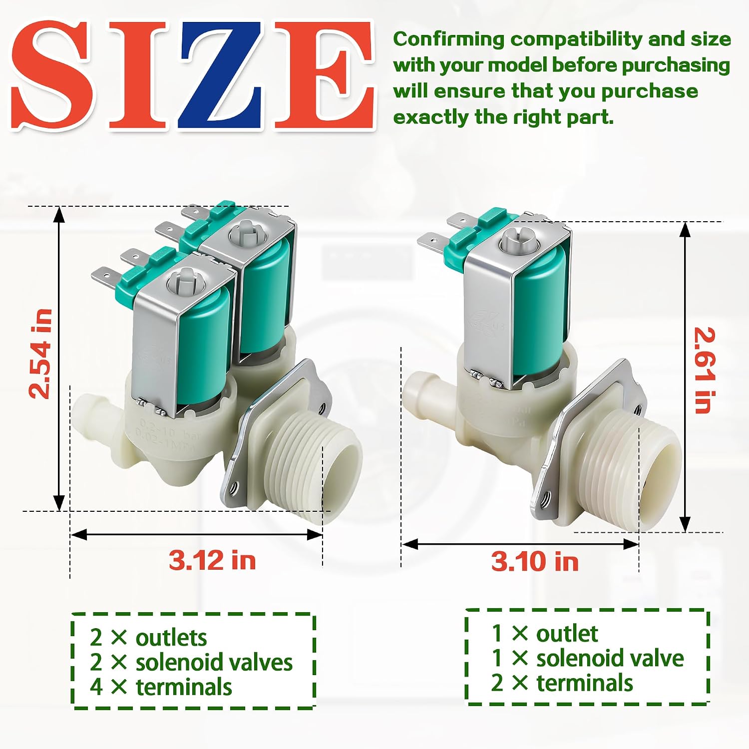 Thumbnail 3 de Bakaoof DC62-30312J & DC62-30314K Washer Water Inlet Valve Set, 2-Piece