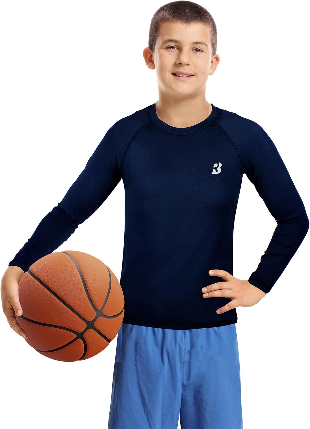 Detalle 2 de Roadbox Boys Base Layer Tops (1–2 Pack): Kids Compression Shirts for Long & Short Sleeve Sports
