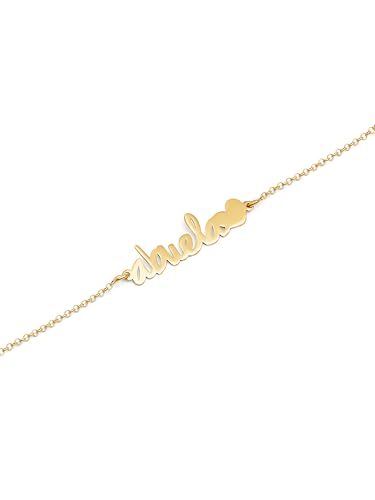 Detalle de SINGULARU - Pulsera Abuela Heart en Plata de Ley 925 con Baño de Oro 18Kt