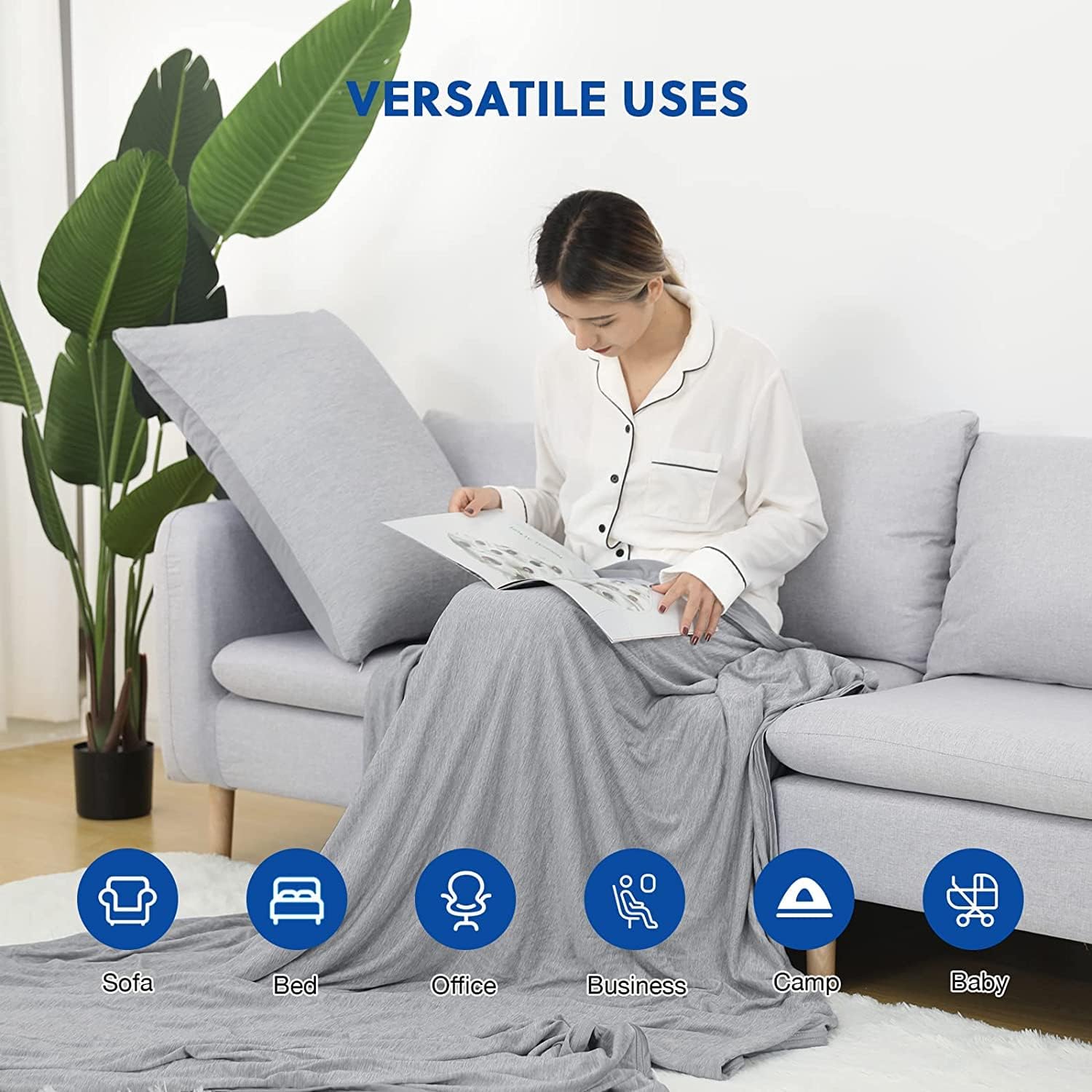 Detalle 2 de HOMFINE Couverture Rafraîchissante d'Été Adultes – Q-Max>0.45, Double Face, 200 x 220 cm, Gris