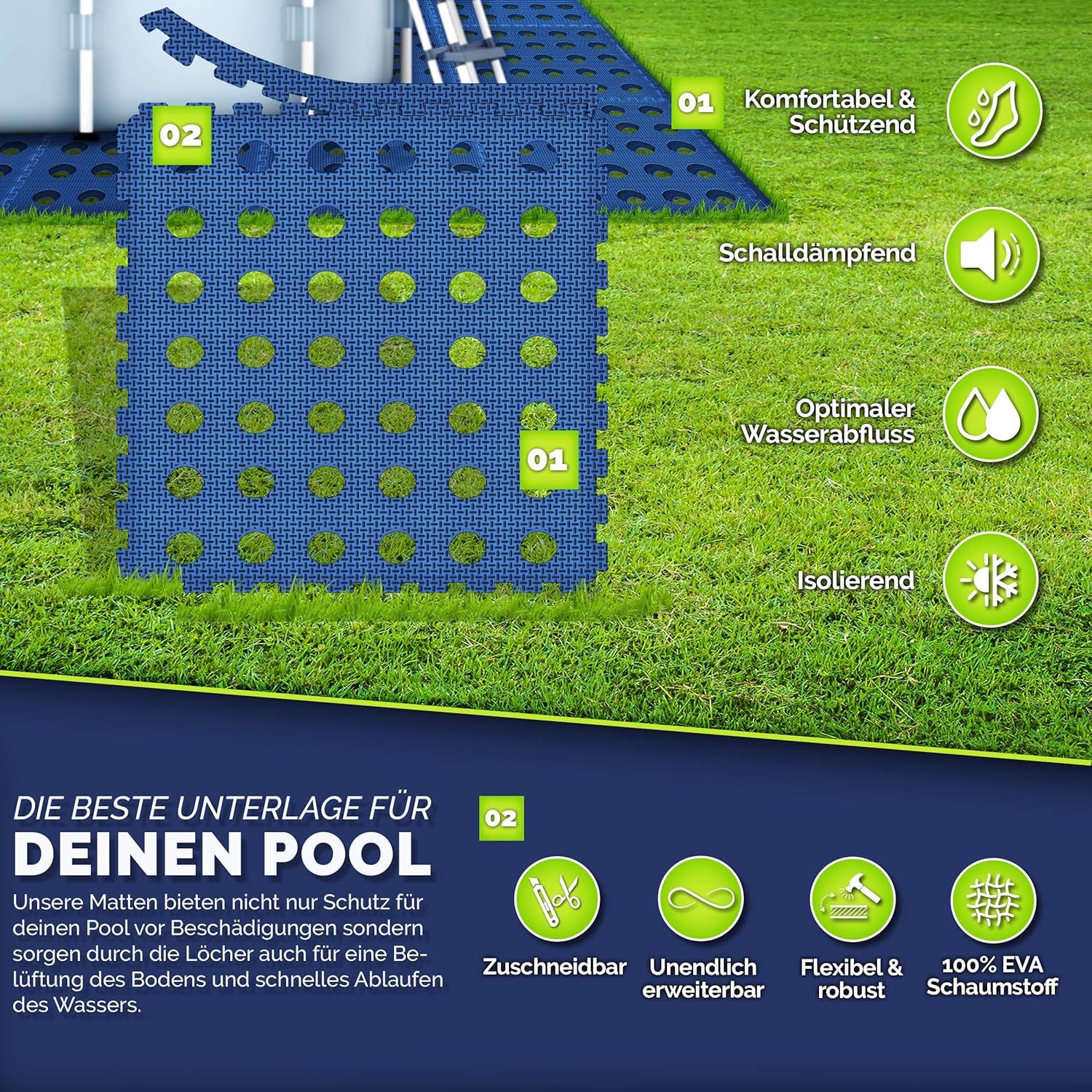 Thumbnail 5 de Tapis de protection pour piscine tillvex® en mousse EVA 51x51 cm (lot de 12)