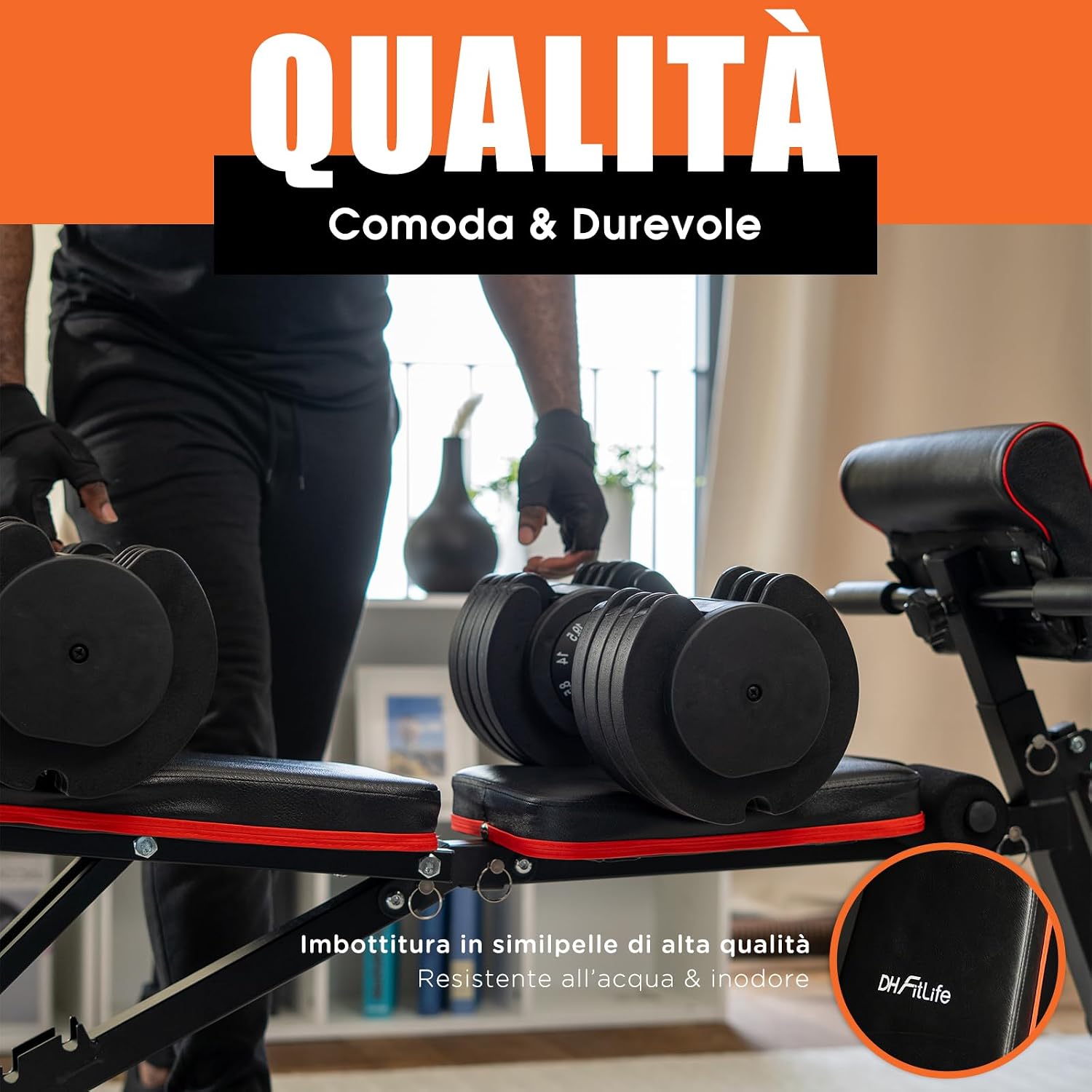 Detalle 2 de DH FitLife Panca Pesi pieghevole regolabile: panca inclinabile e piana per allenamento multifunzionale
