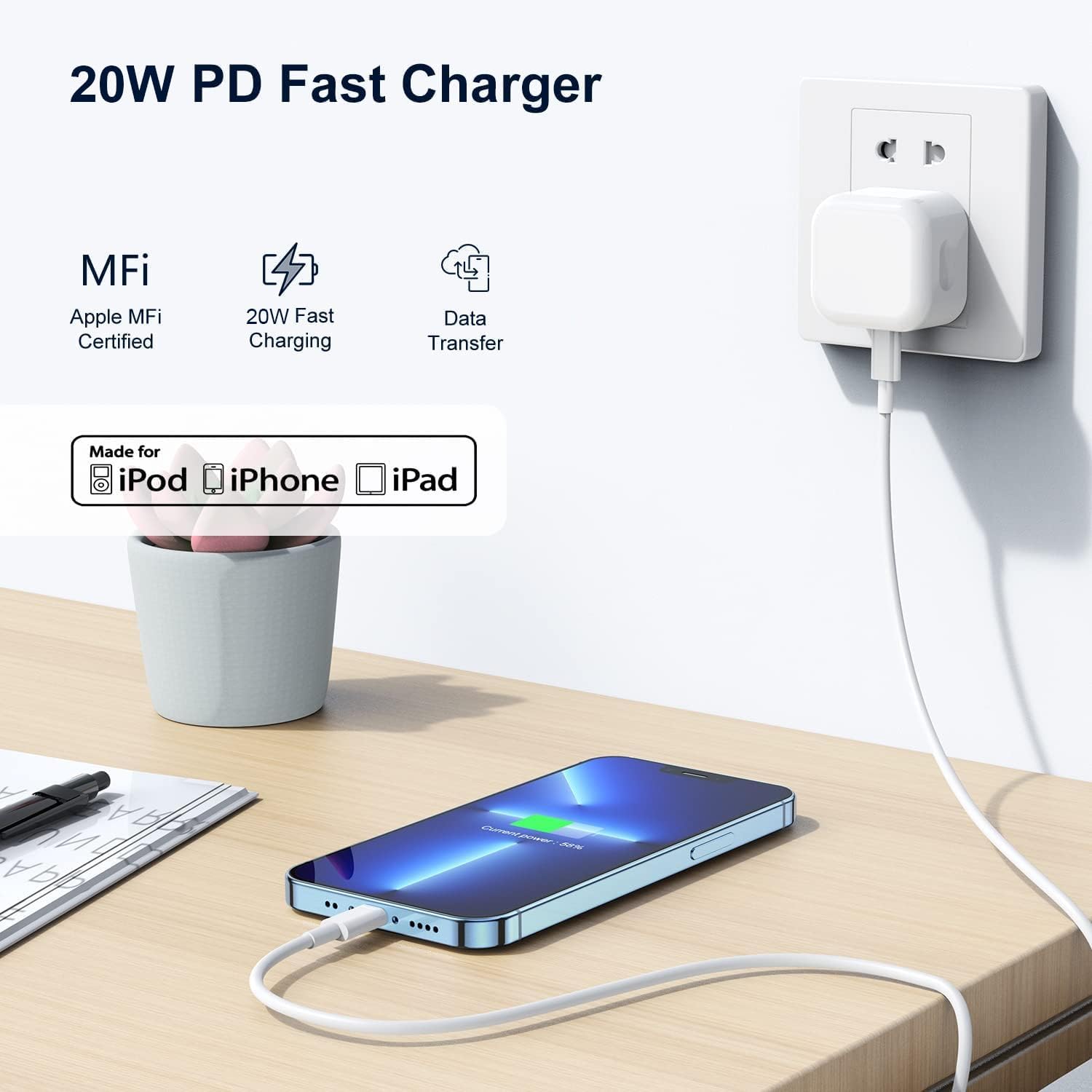 Thumbnail 4 de USB C Plug UK 20W Fast Charger - UK plug, compatible with iPhone, iPad and more