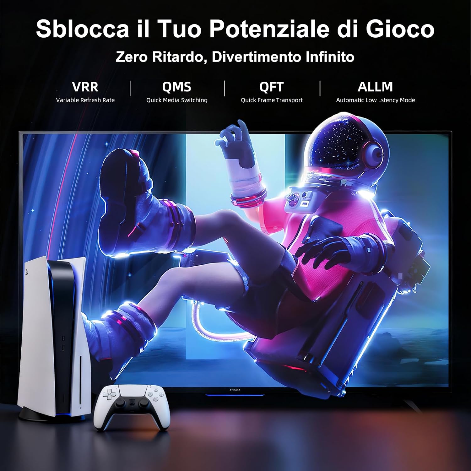 Detalle de ZIKNYDO Cavo HDMI 2.2 0,5m – Ultra High Speed 96 Gbps, HDR avanzato e compatibilità completa
