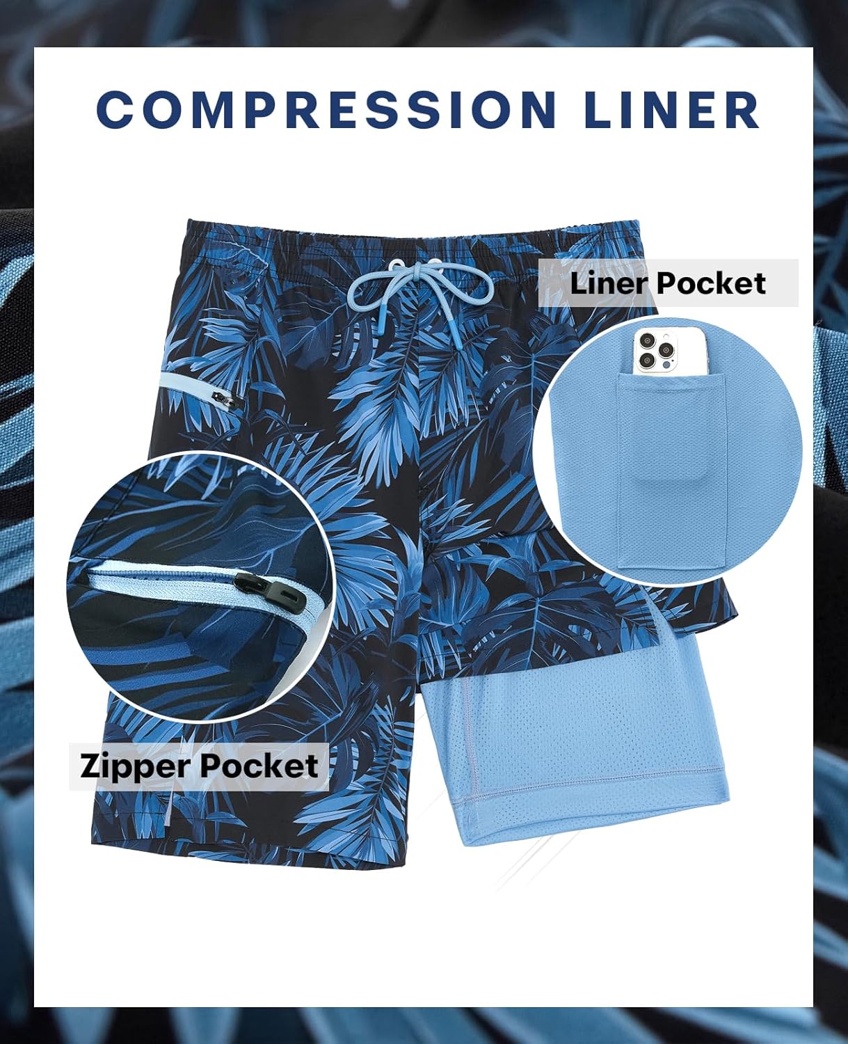 Thumbnail 4 de APTRO 2 in 1 Men's Swim Trunks 9" with Zipper Pockets — 2-in-1 Board Short Style