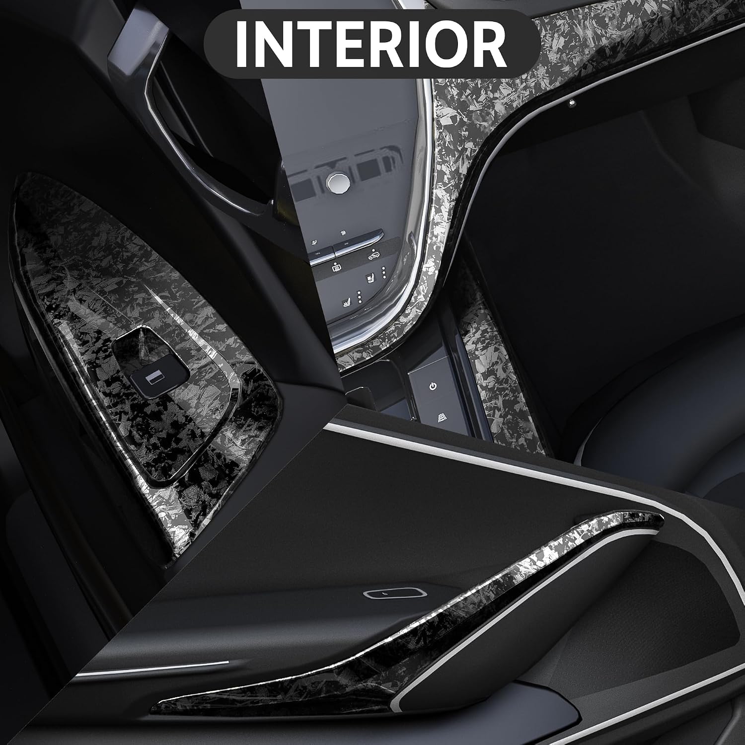 Detalle de Foneso Forged Carbon Folie (Silber) – 150 x 30 cm Carbon-Vinyl für Auto-Schutz & DIY-Wrap