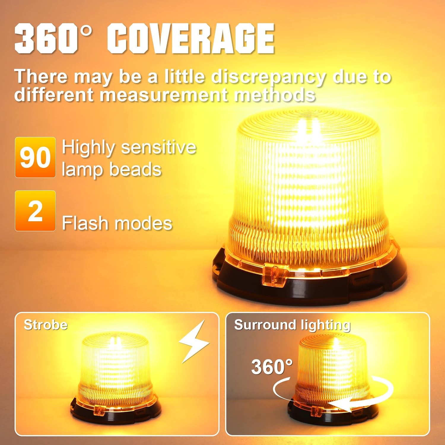 Thumbnail 3 de Willpower Amber Beacon Strobe Light 5-inch