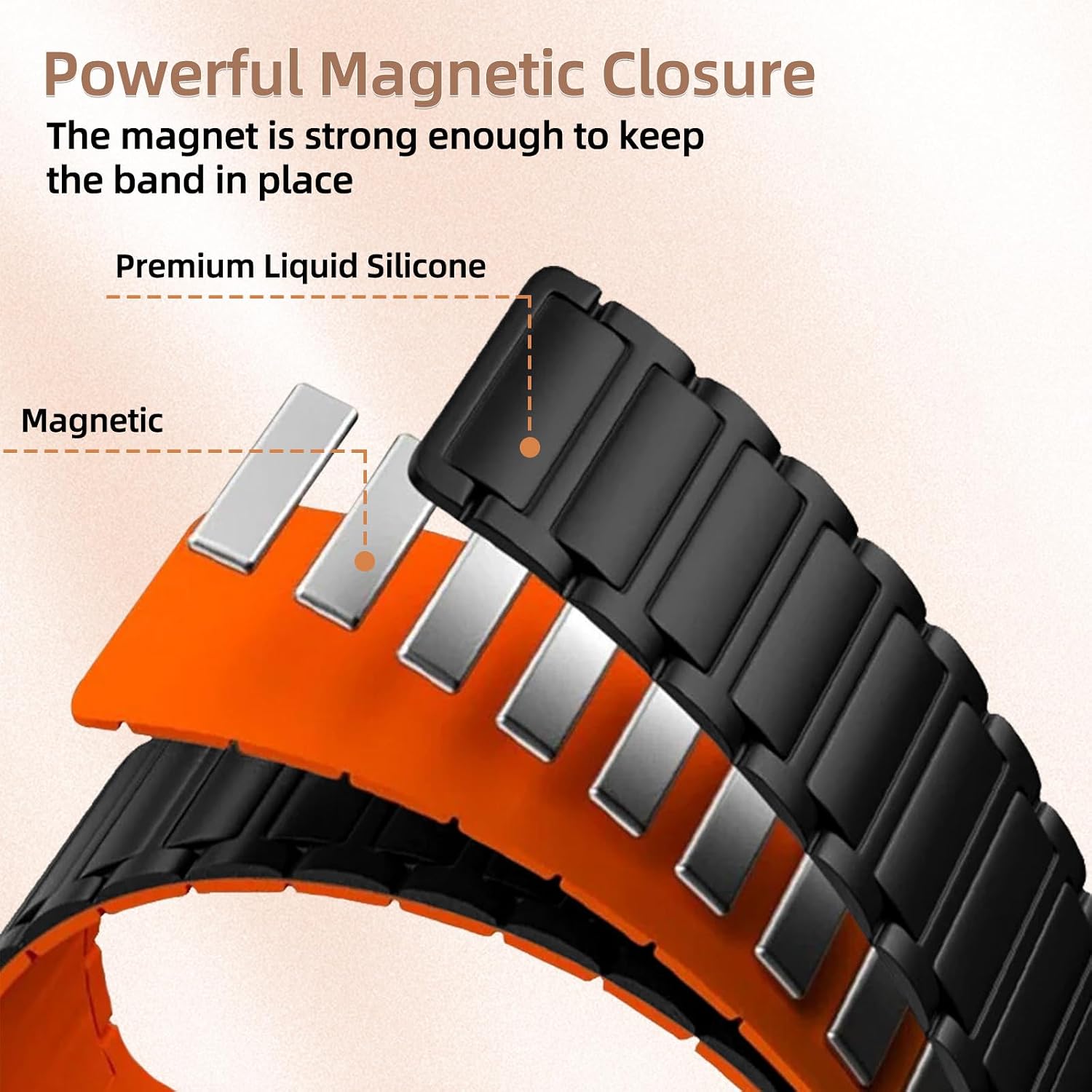 Detalle de RosMank Silicone Watch Band for Xiaomi Smart Band 8/9/10 with Magnetic Closure