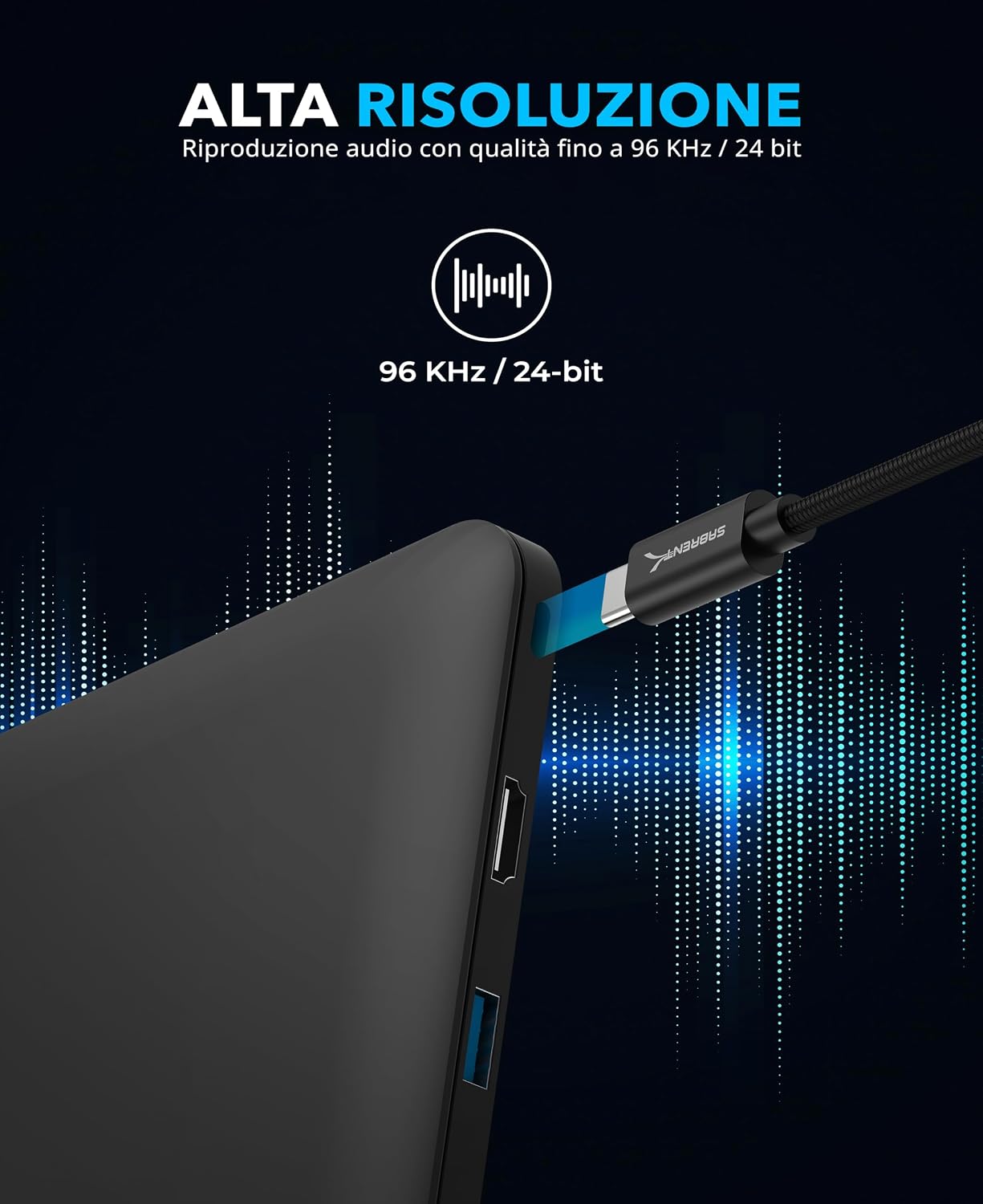 Thumbnail 6 de SABRENT CB-UC35 adattatore attivo USB-C a jack audio TRRS da 3,5 mm (microfono + ascolto)