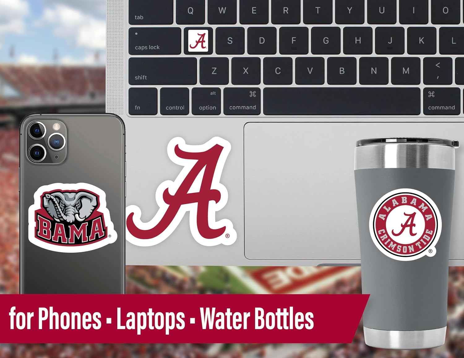 Detalle de Alabama Crimson Tide 14-Piece Stickers & Decals Set for Car & Water Bottle