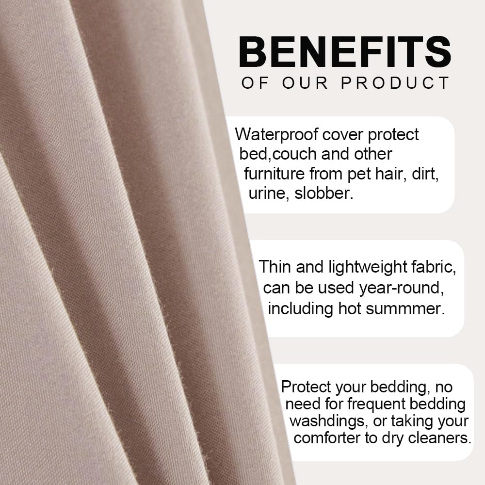 Thumbnail 6 de DUJUIKE Waterproof Bed Sheet Cover (Camel) — pet hair resistant mattress protector for dogs & cats, Queen 200 x 230 cm