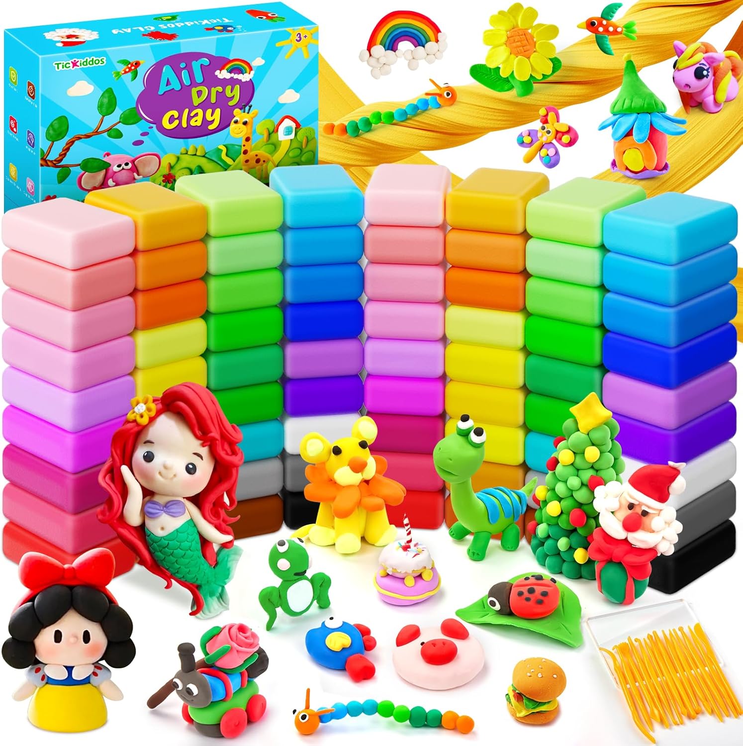 Detalle de TicKiddos 36-colour air dry clay set, 72 bags 🎨