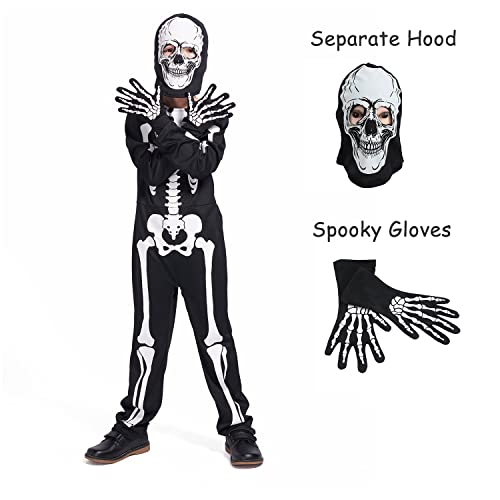 Thumbnail 1 de Sincere Party costume da scheletro luminoso al buio per 12-13 anni, con guanti