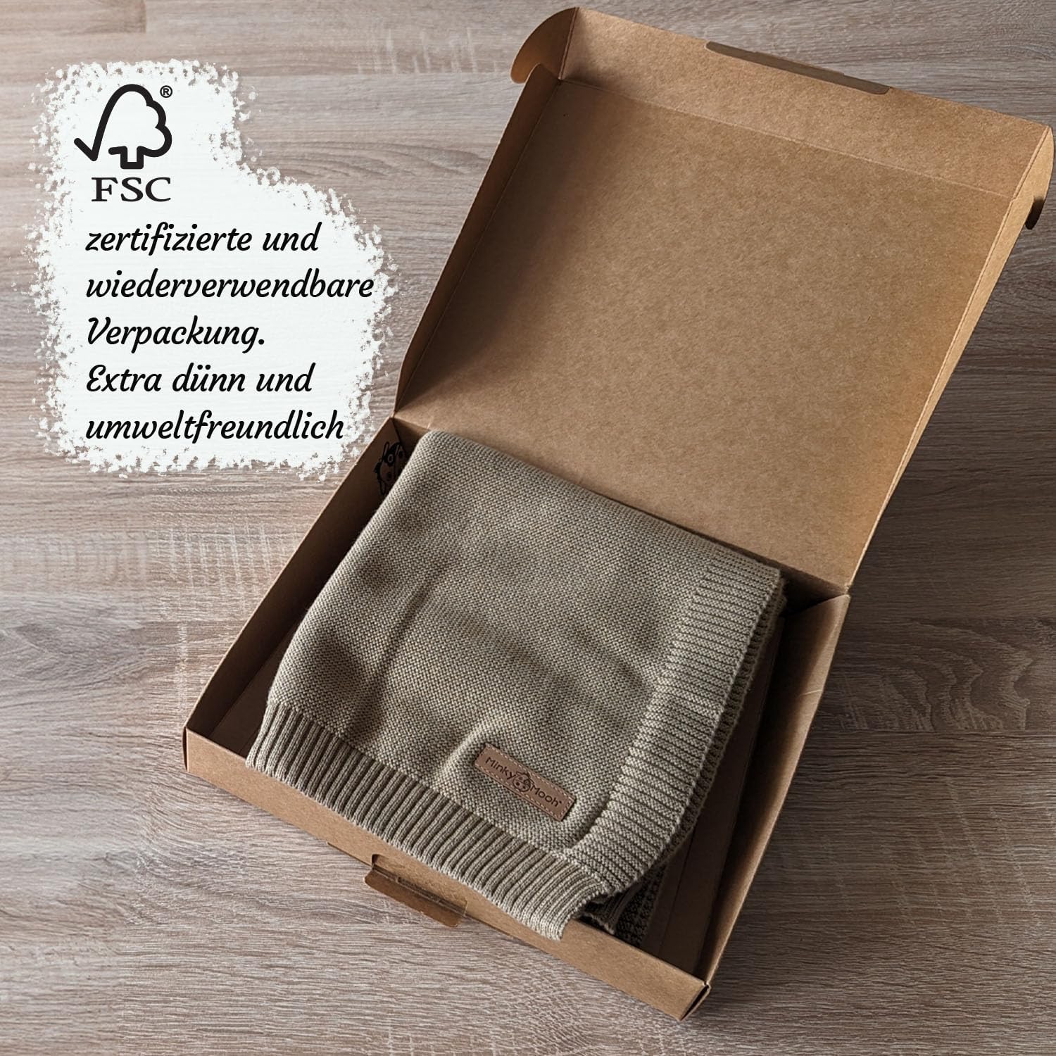 Thumbnail 4 de Minky Mooh® Babydecke aus 100% Bio-Baumwolle, Öko-Tex 100, Taupe 94 x 72 cm