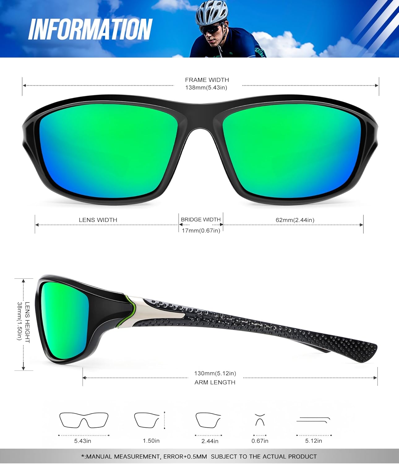Thumbnail 5 de KALIYADI 4 Pack Polarized Sports Sunglasses for Men (UV400) — Fishing, Driving, Cycling