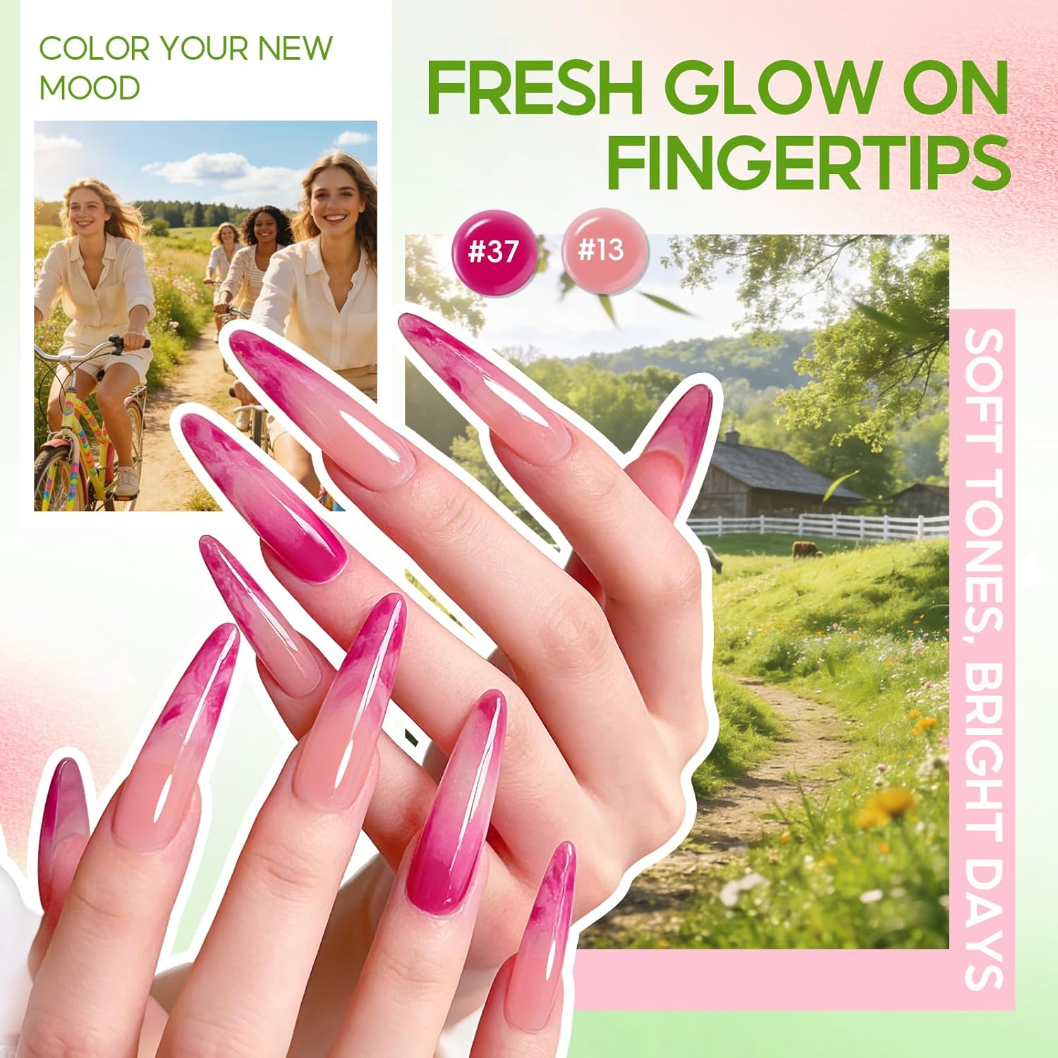 Thumbnail 1 de PEACECOLOR 40Pcs Gel Nail Polish Set: 35 Neon Colors plus Top/Coats for DIY Home Salon