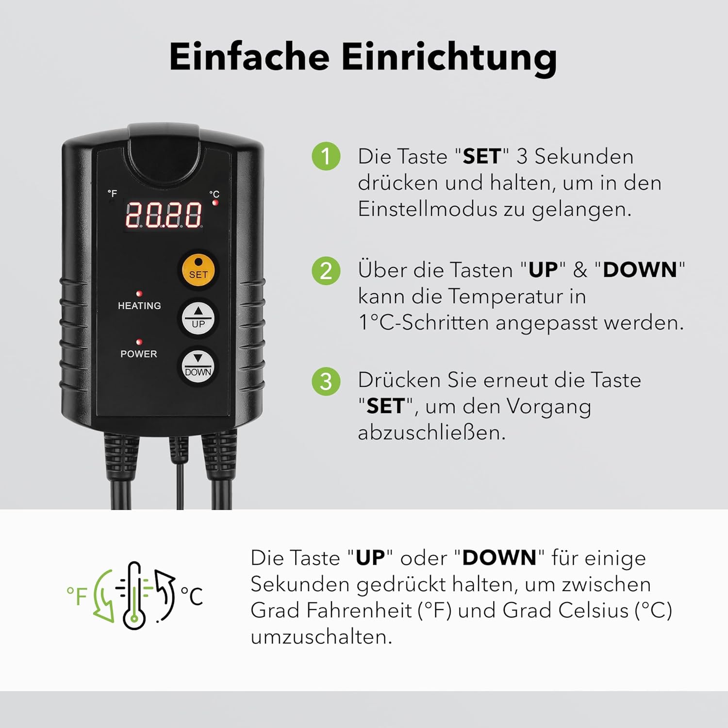 Detalle de HBN Digitaler Temperaturregler für Inkubation und Gewächshaus ⛅