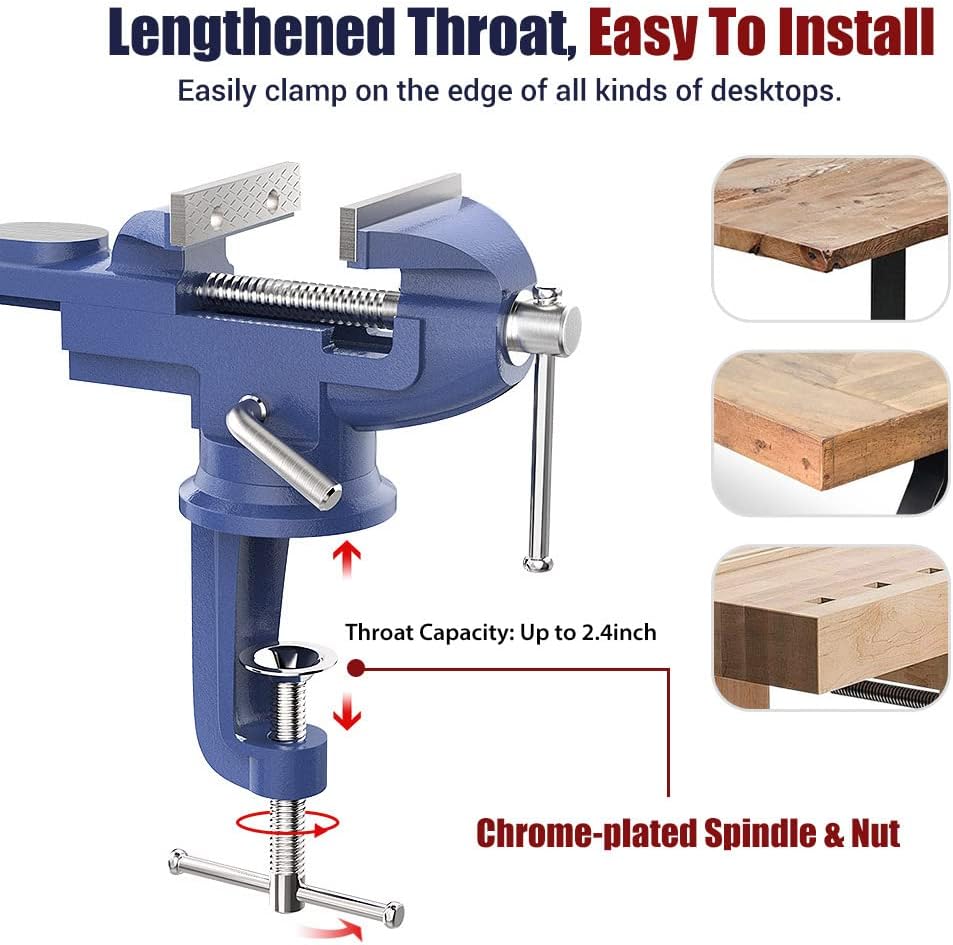Detalle 2 de Nuovoware 3-Inch Table Vise with 360° Swivel Base, Cast Iron