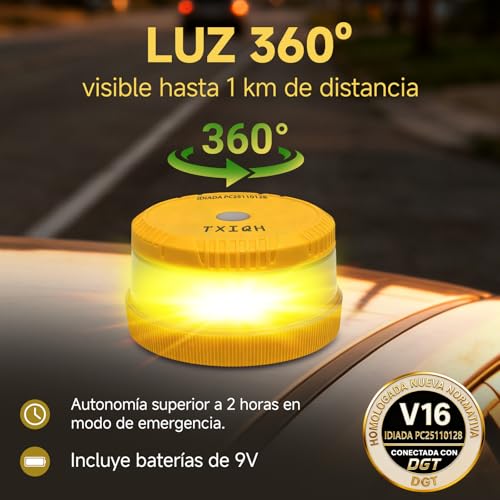 Detalle 2 de Baliza V16 homologada DGT XILANHUA MOD100 PLUS LED con geolocalización y conexión DGT 3.0