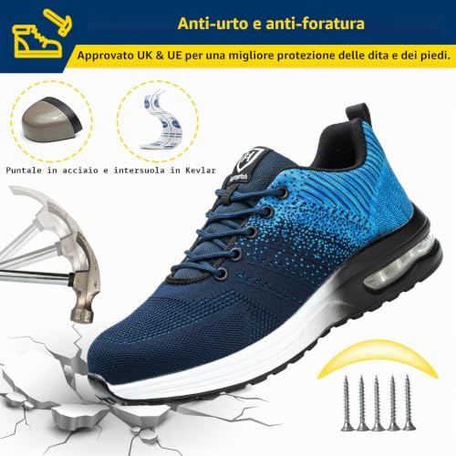 Detalle de Baofular Scarpe Antinfortunistiche da Uomo/Donna – Leggere, Traspiranti e Antiscivolo (Blu, 39 EU)