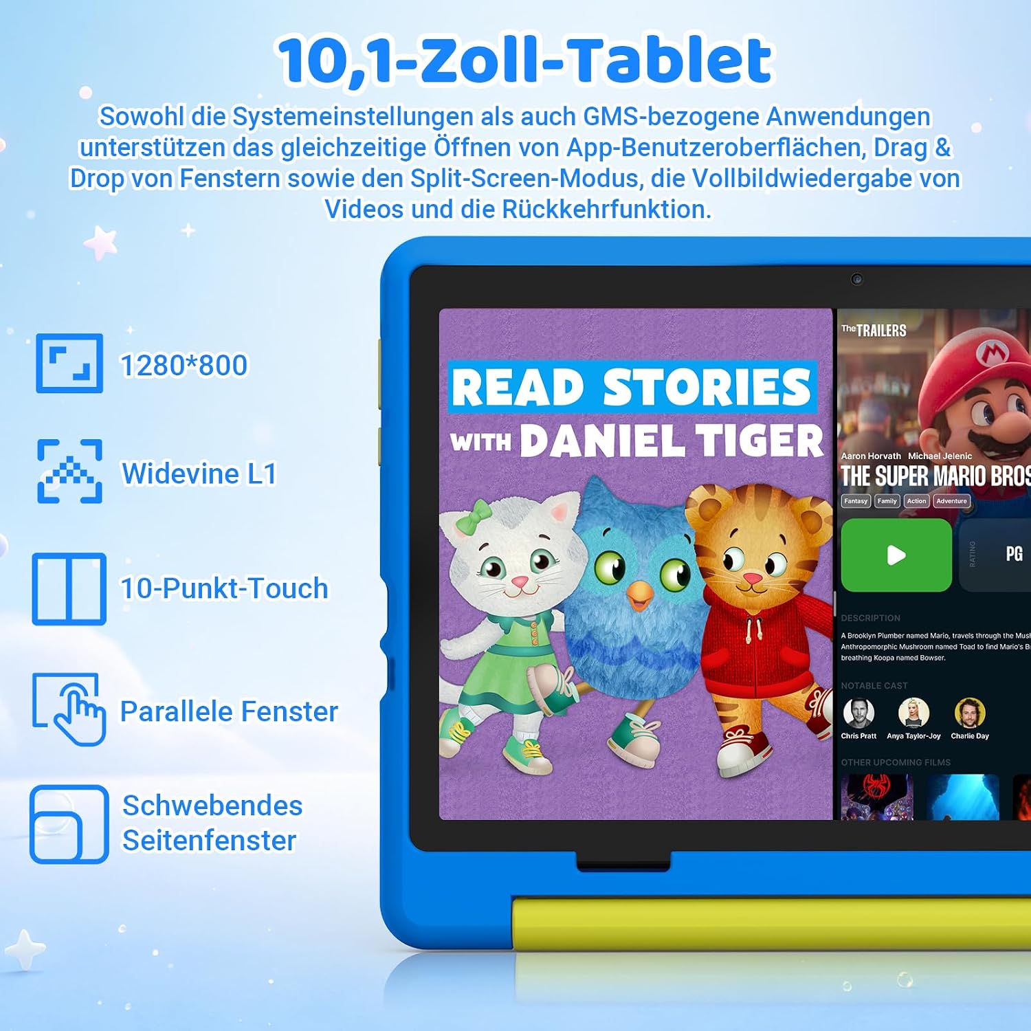 Detalle de Laptok Kinder Tablet 10 Zoll mit Android 15 – Robuste Lern- und Spielhilfe für Kinder von 3–12 Jahren