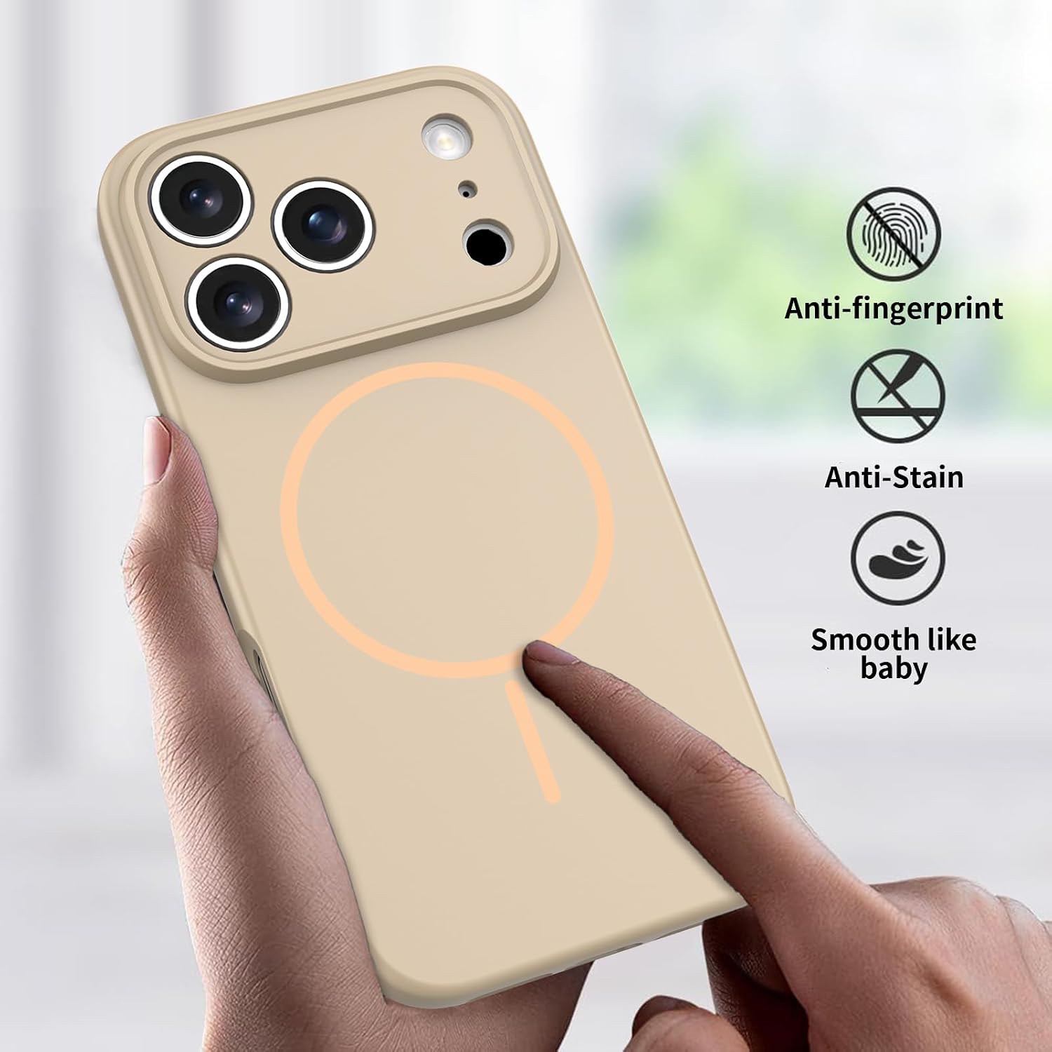 Thumbnail 5 de YIBAMI Magnetic Silicone Case for iPhone 17 Pro (6.3-inch) – Beige