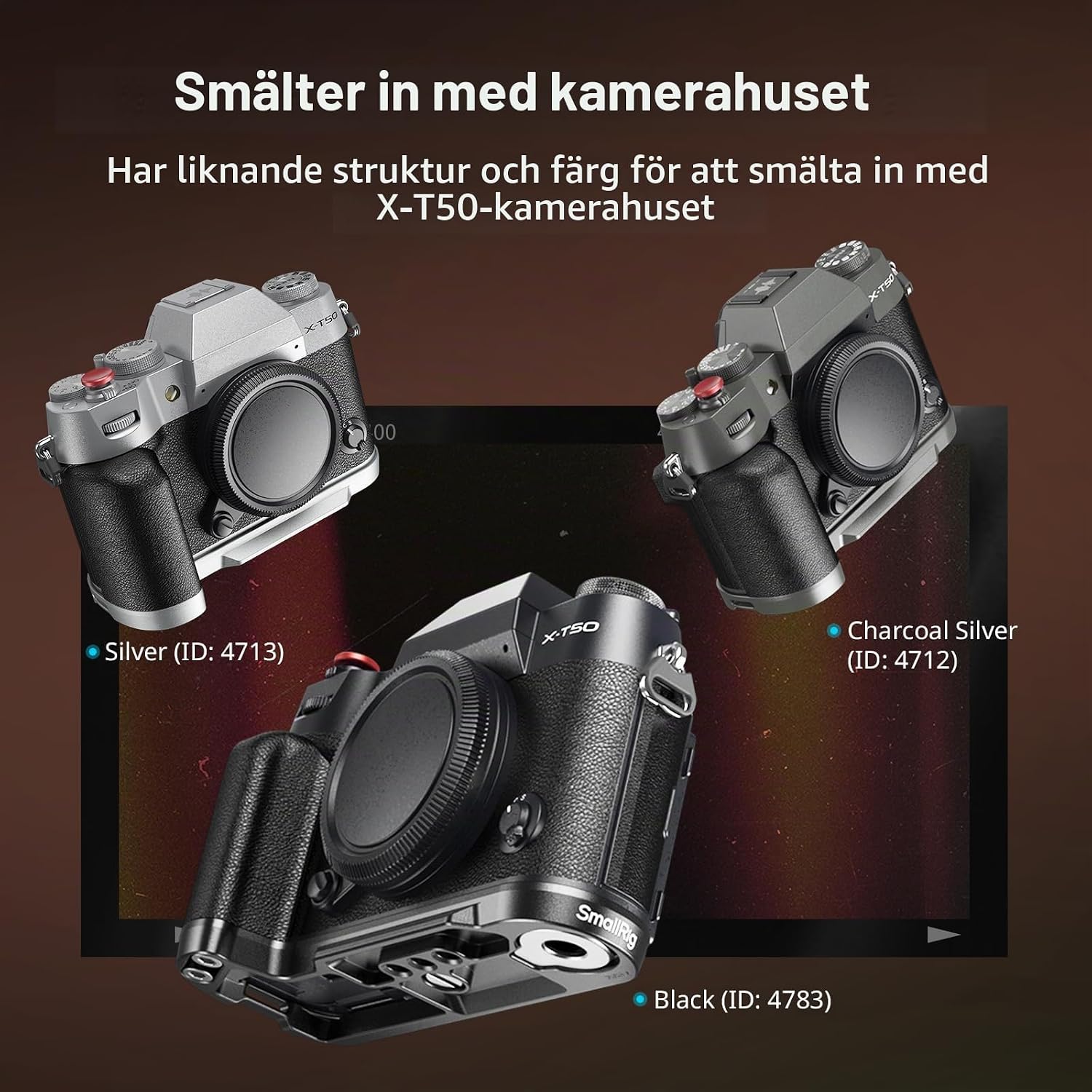 Detalle 1 de SMALLRIG 4783C L-format handgrepp för Fujifilm X-T50 med Arca-platta