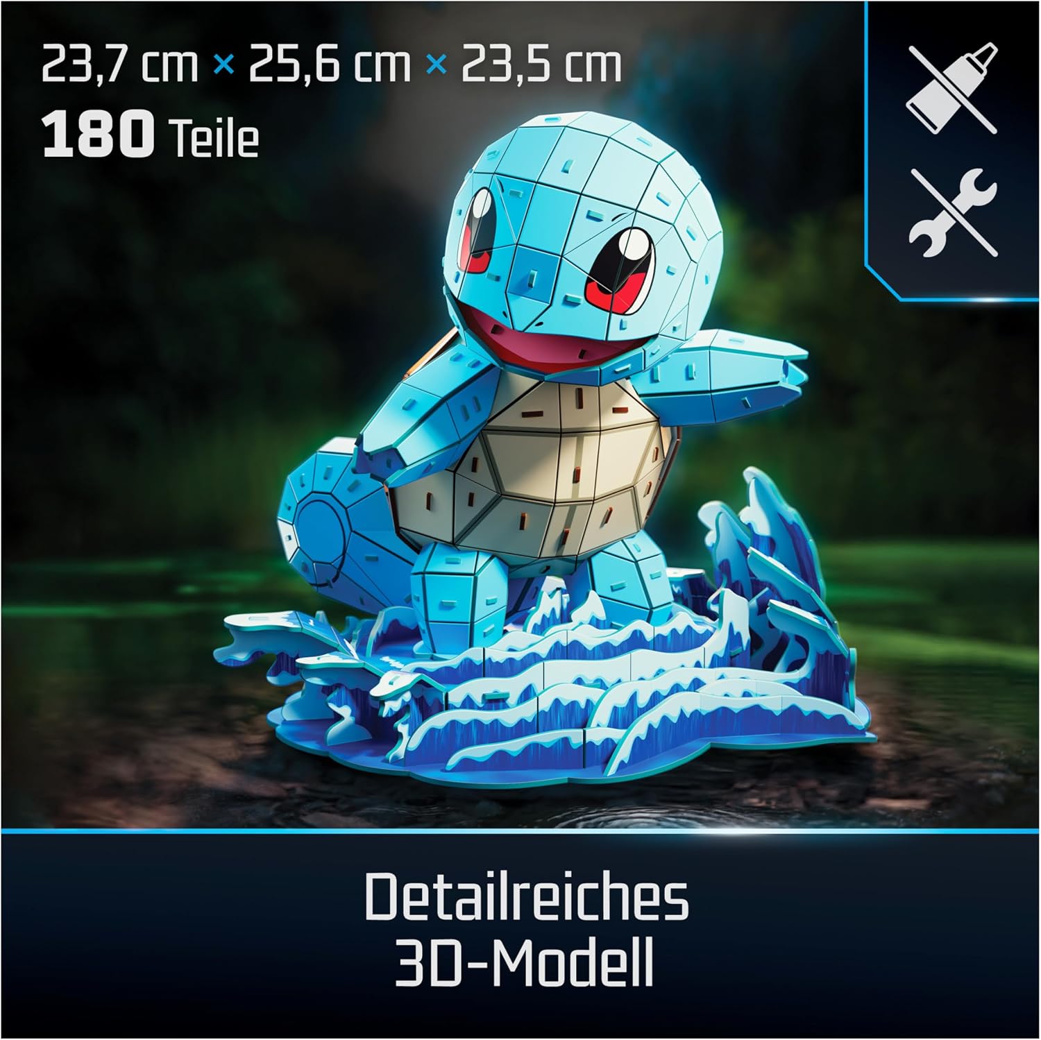 Detalle de 4D Build Pokémon Schiggy 3D-Modellbausatz mit 180 Teilen, ab 12 Jahren