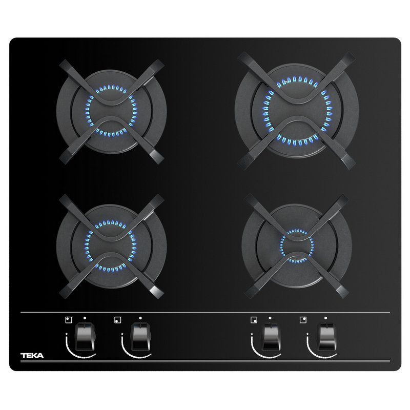 Detalle 2 de Teka GBC 64000. Placa de Gas a 4 Zonas de Cristal Negro (60 cm)