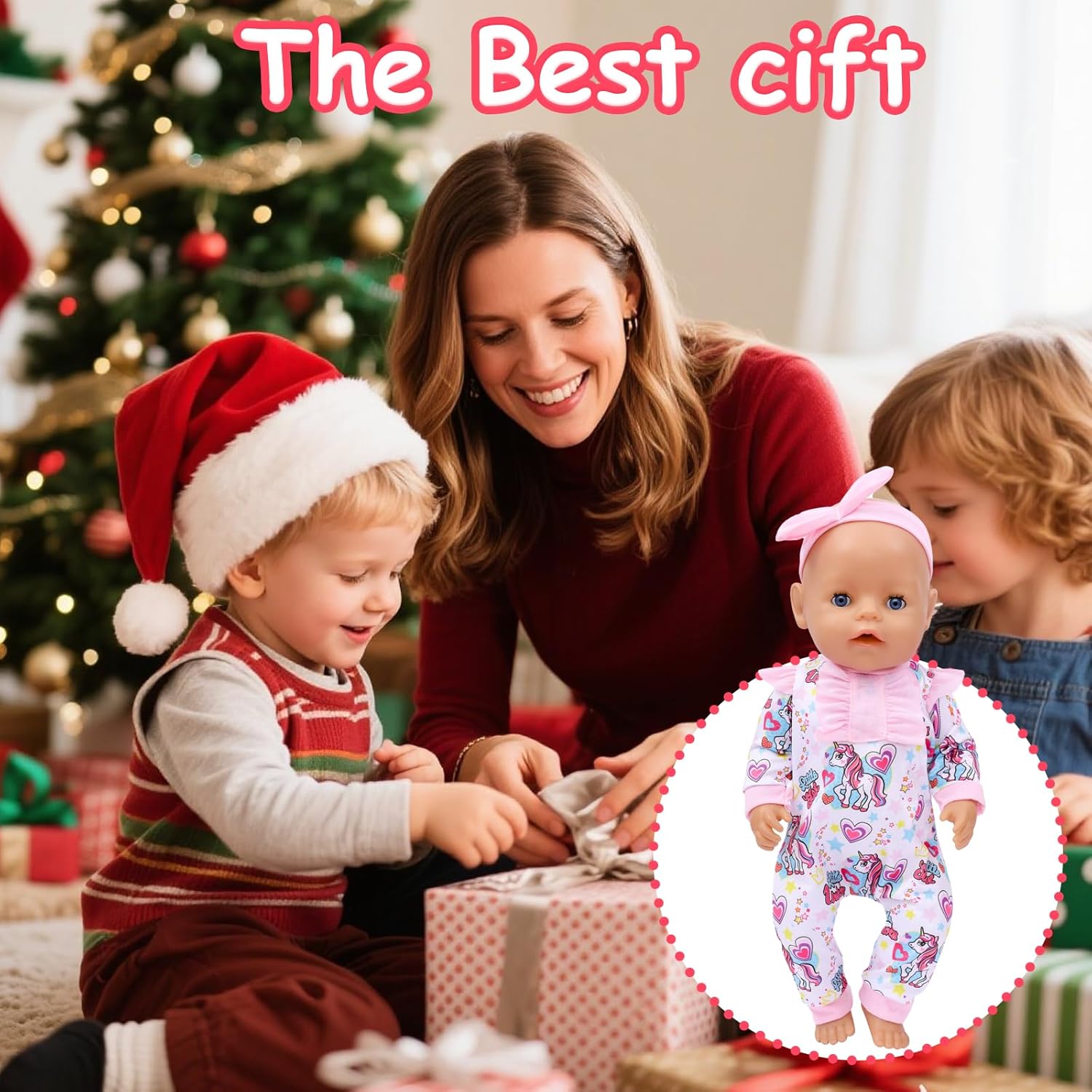 Thumbnail 4 de Puppenkleidung 43 cm Newborn Baby Puppen-Set (Pyjama mit Schleife, Stirnband, Kleiderbügel & Socken) – für 35–43 cm Puppen