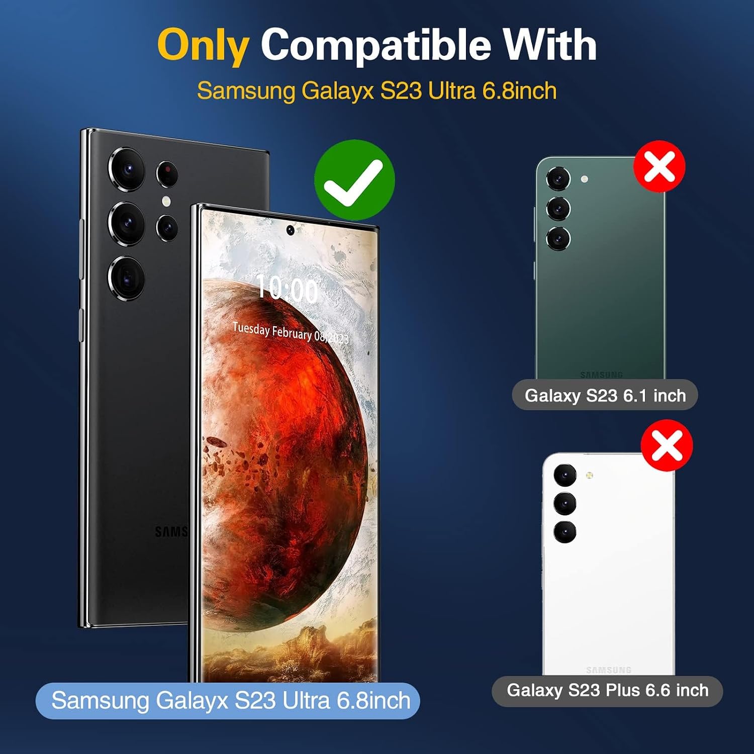 Thumbnail 6 de Oterkin Samsung-Galaxy-S23-Ultra Case, Clear Back, Black, Lens Protectors